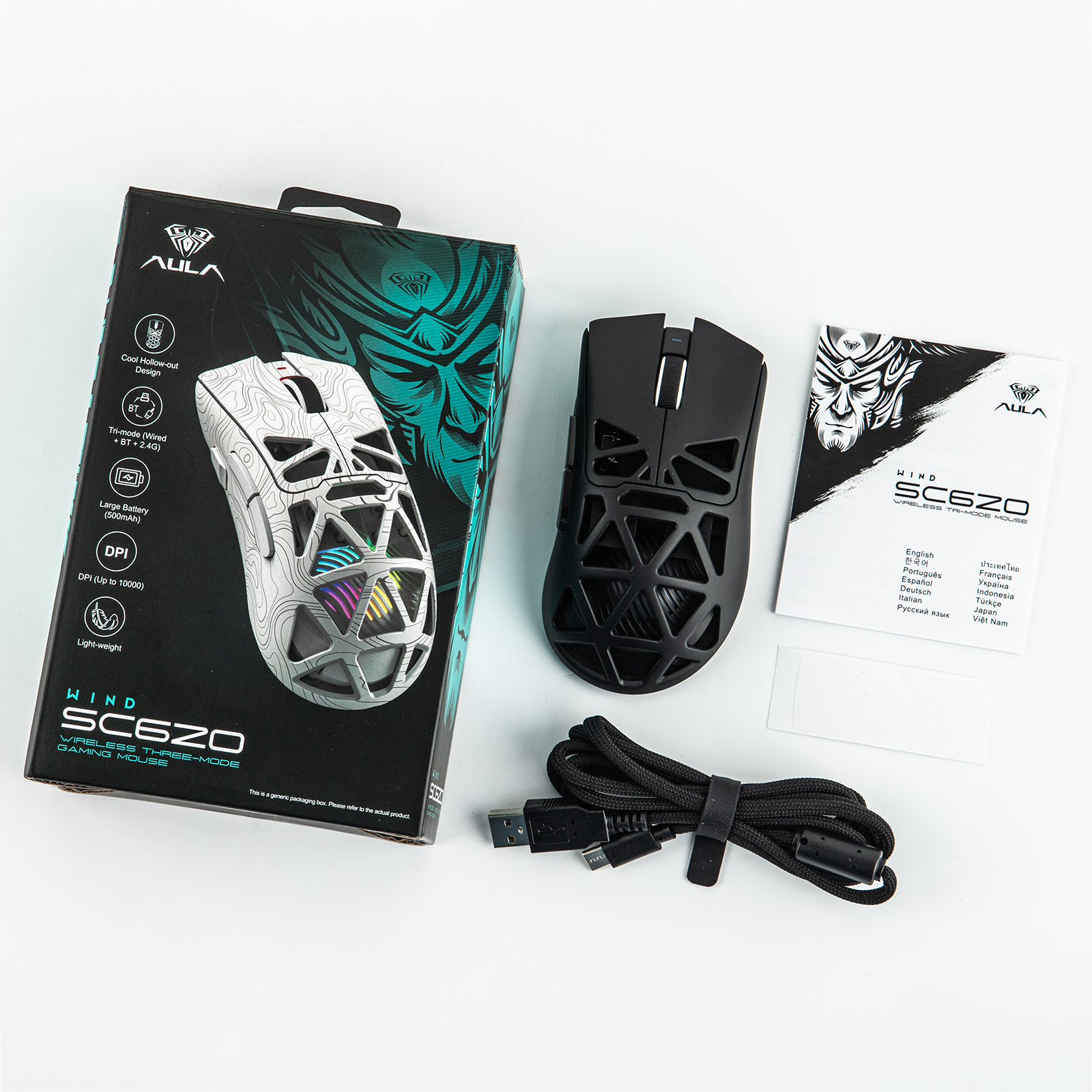 Herní myš AULA SC620 s kabelem/Bluetooth/2.4G