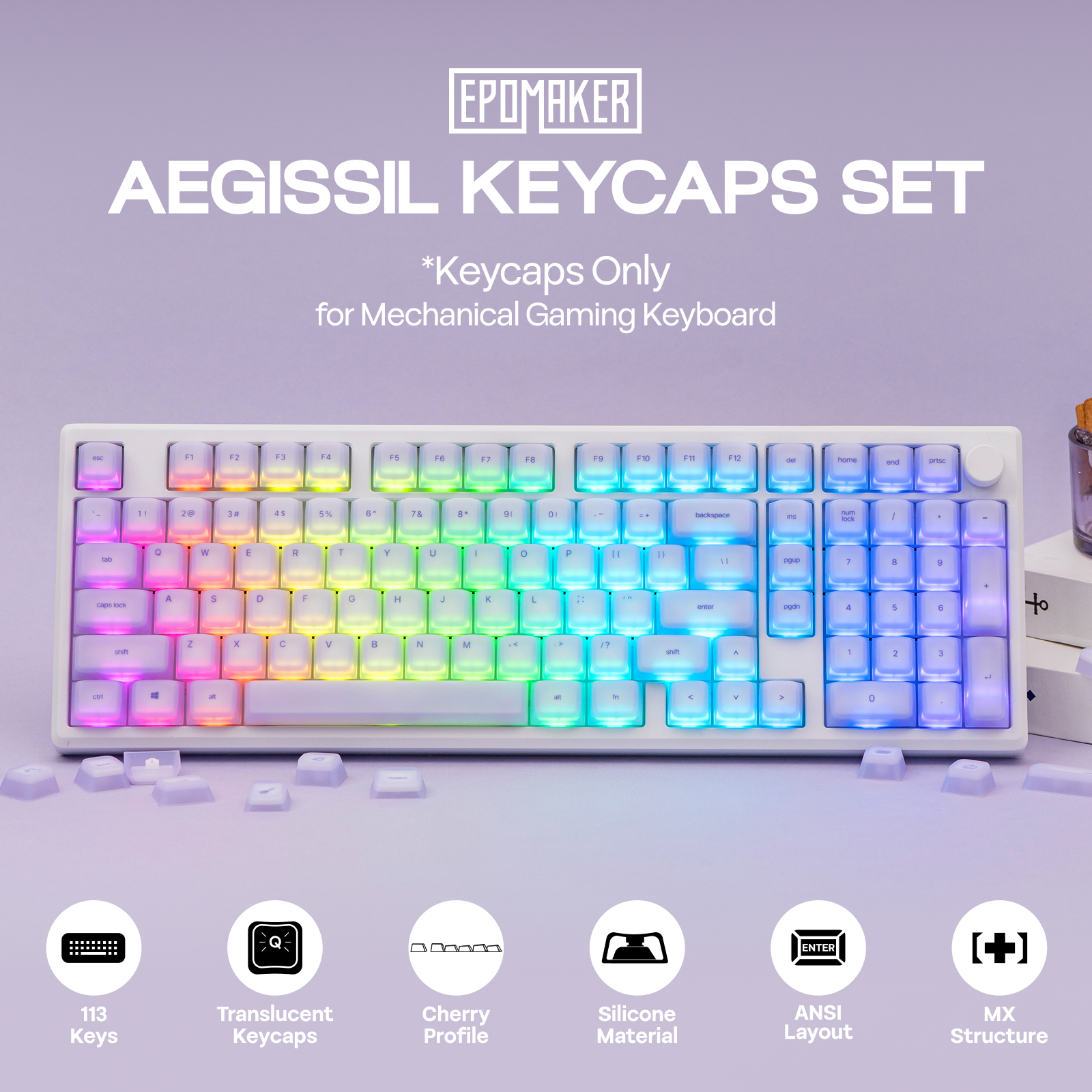 Set di tasti EPOMAKER AegisSil, 113 pezzi, profilo