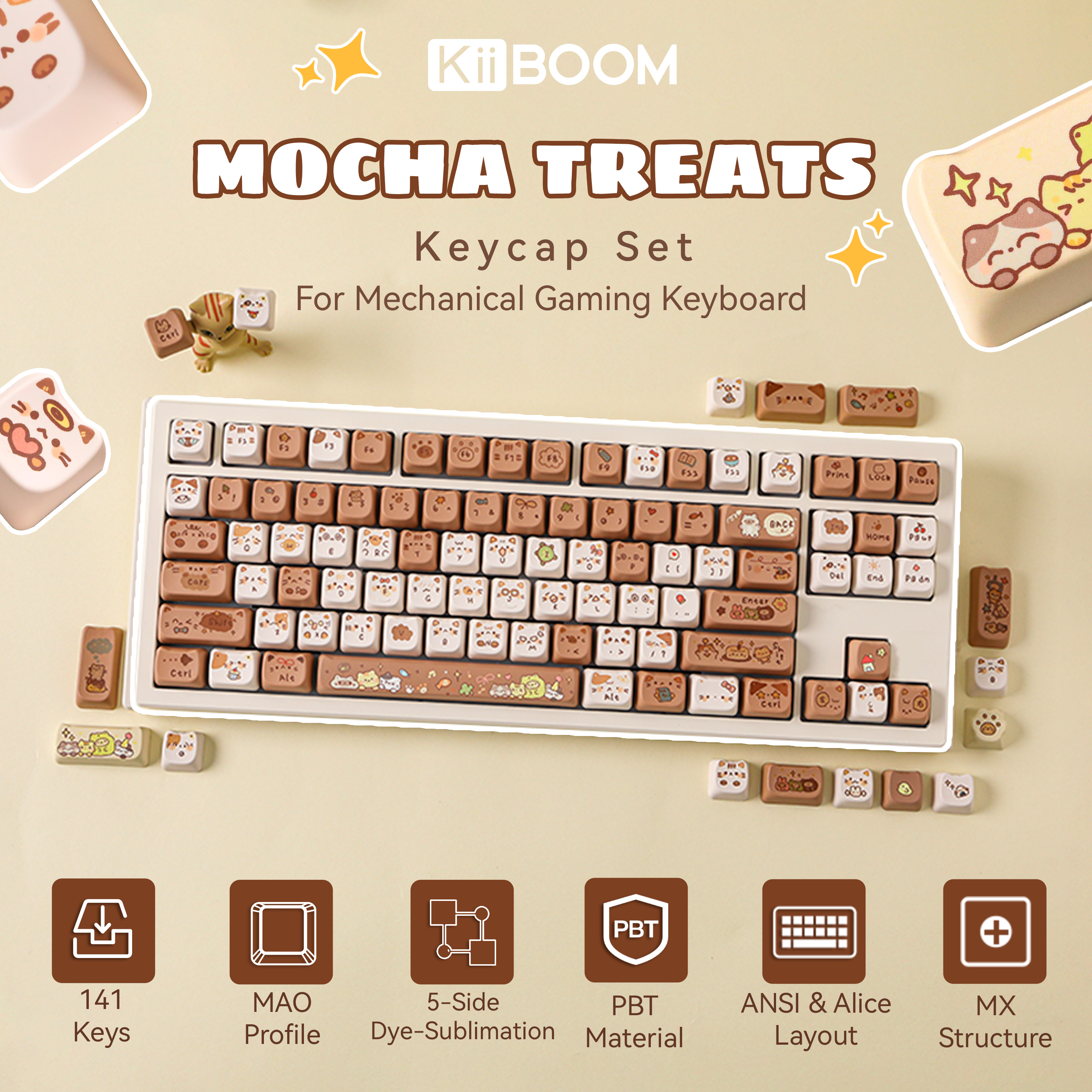 KiiBOOM 모카 트릿 키캡 세트