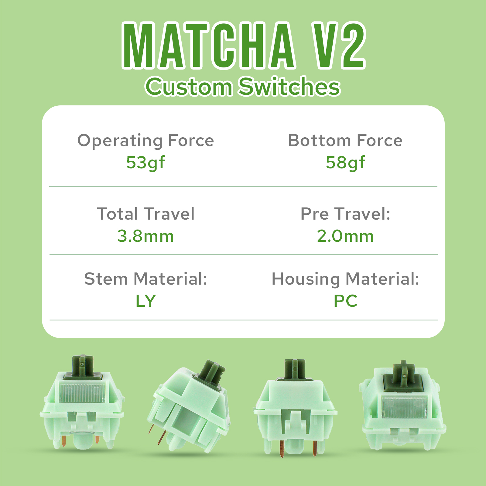 35 штук KiiBOOM Matcha Latte Switches V2 Linear 53 г