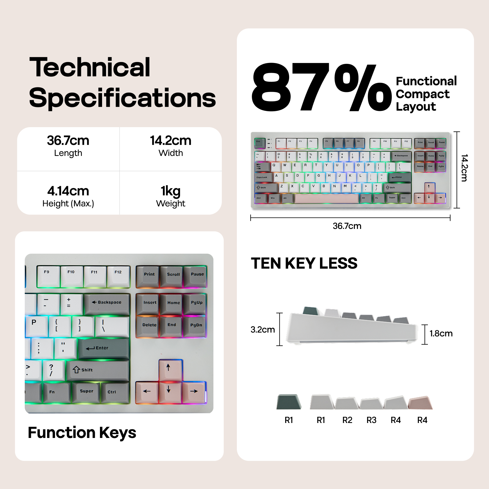 EPOMAKER TH87 87% TKL ANSI US Layout Hot-Swap Tri-Mode