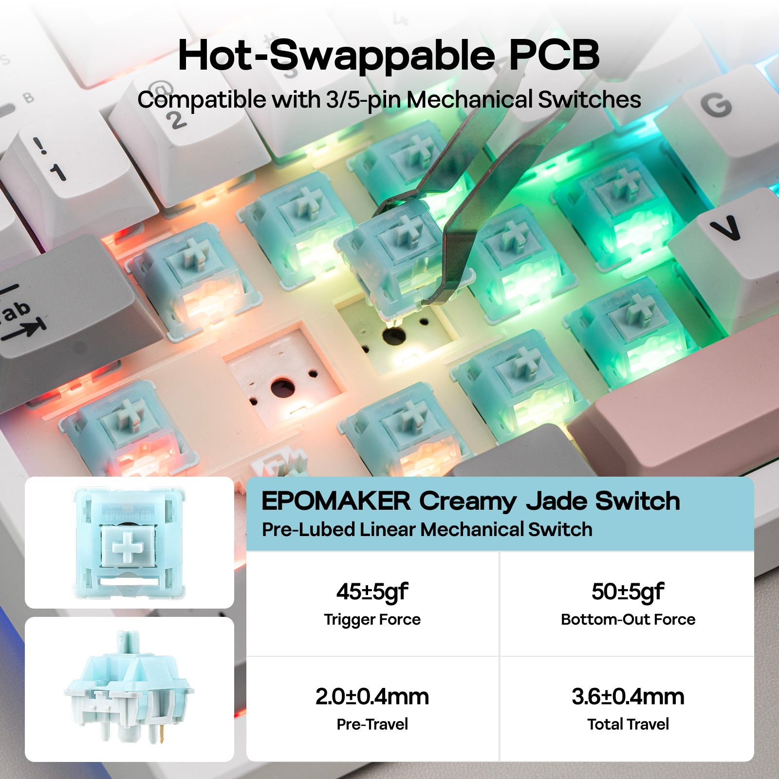 EPOMAKER TH87 87% TKL ANSI US Layout Hot-Swap Tri-Mode