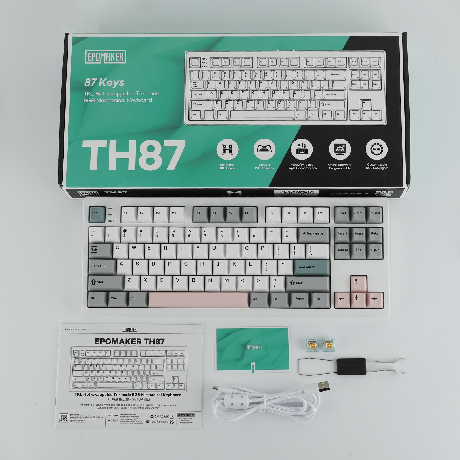 EPOMAKER TH87 87% TKL ANSI US Layout Hot-Swap Tri-Mode