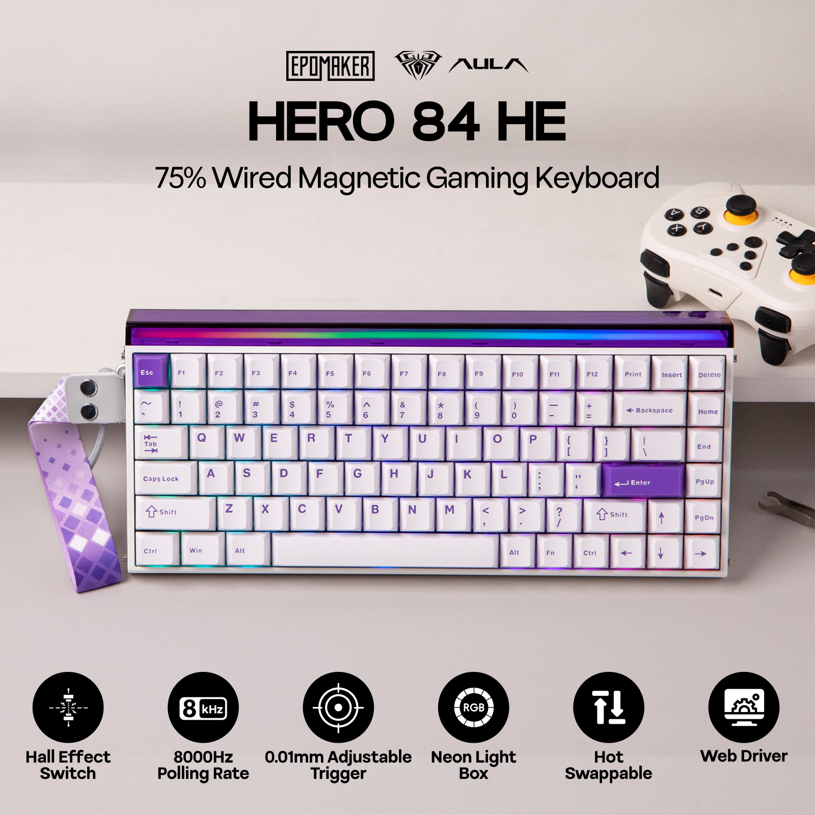 EPOMAKER AULA Hero84 HE 75% US QWERTY Layout Wired