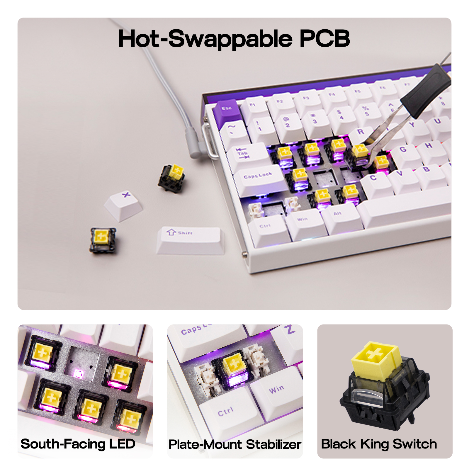 EPOMAKER AULA Hero84 HE 75% US QWERTY Layout Wired