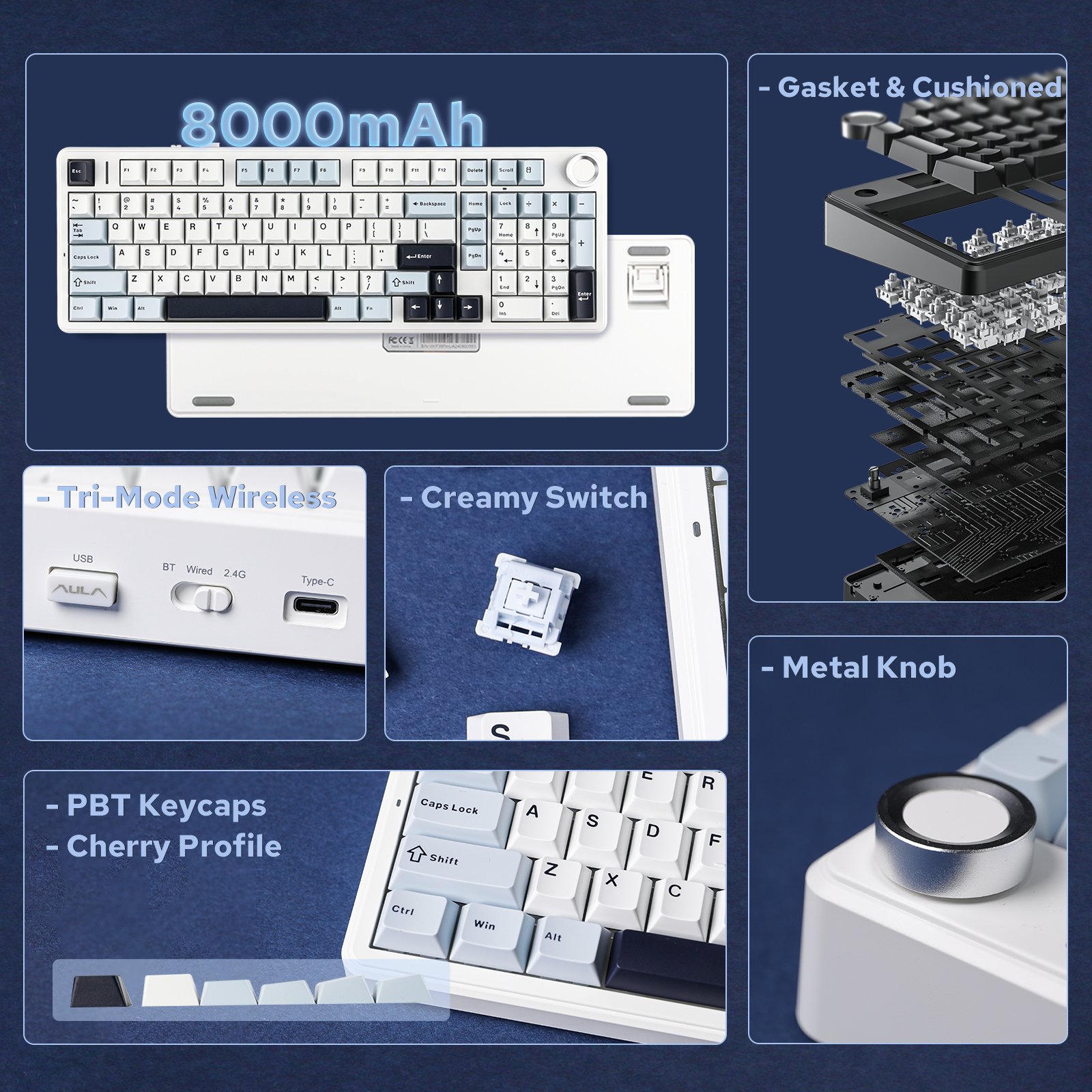 AULA F99 PRO 96% Layout Hot-Swappable Gasket-Mounted