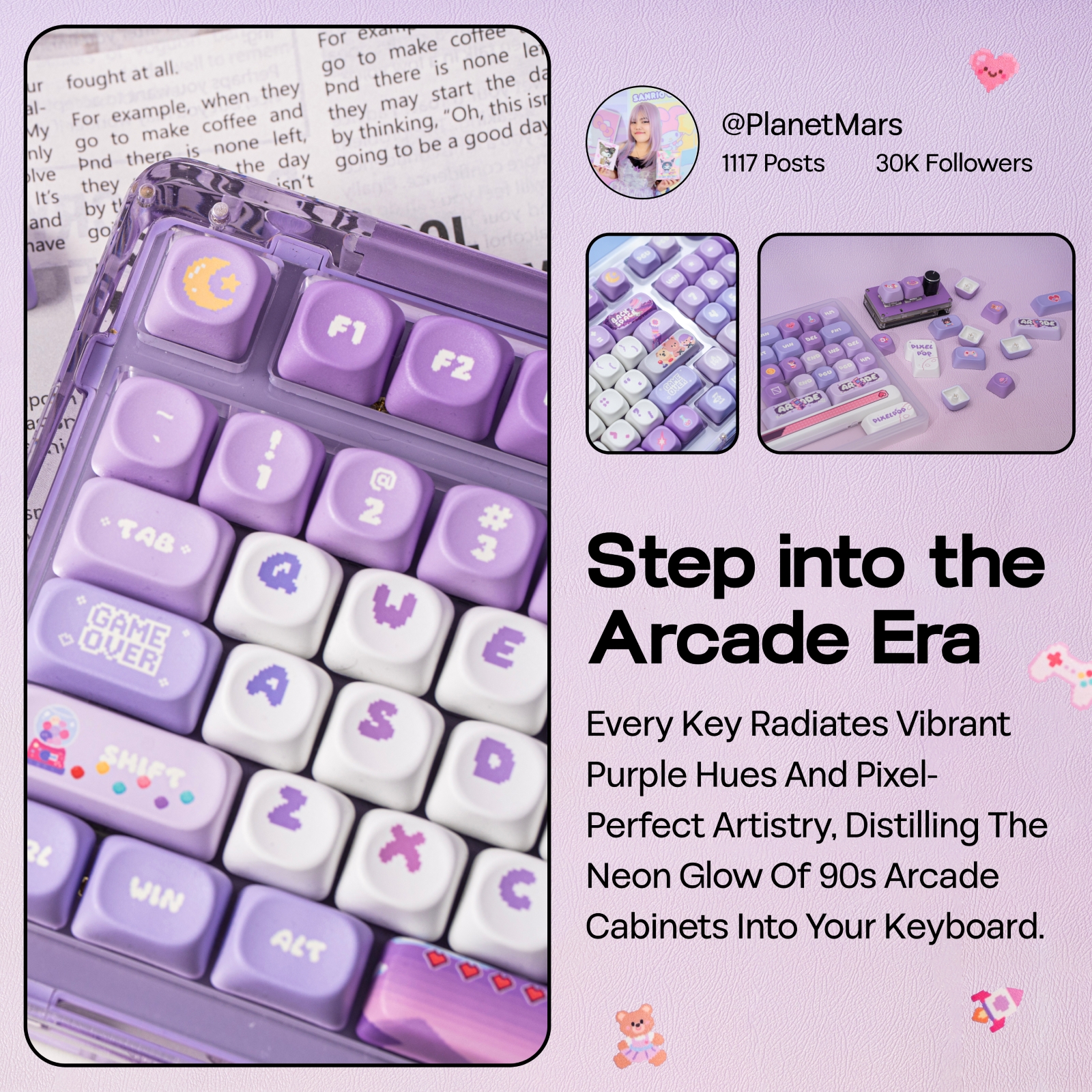 KiiBOOM X PlanetMars: Lilla Pixelpop Arcade-tastatur