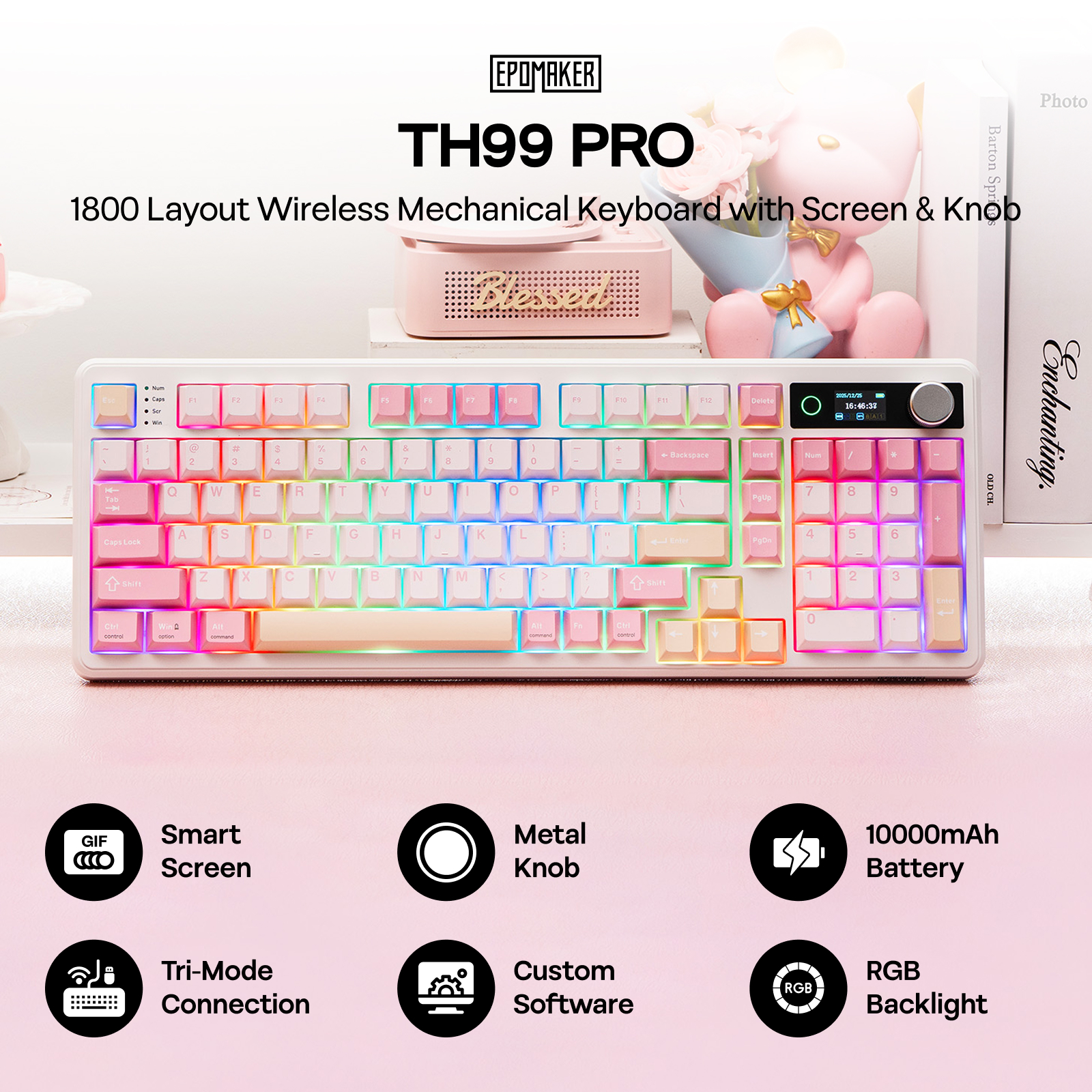 EPOMAKER TH99 PRO 1800 izkārtojums Vadu/BT/2.4Ghz