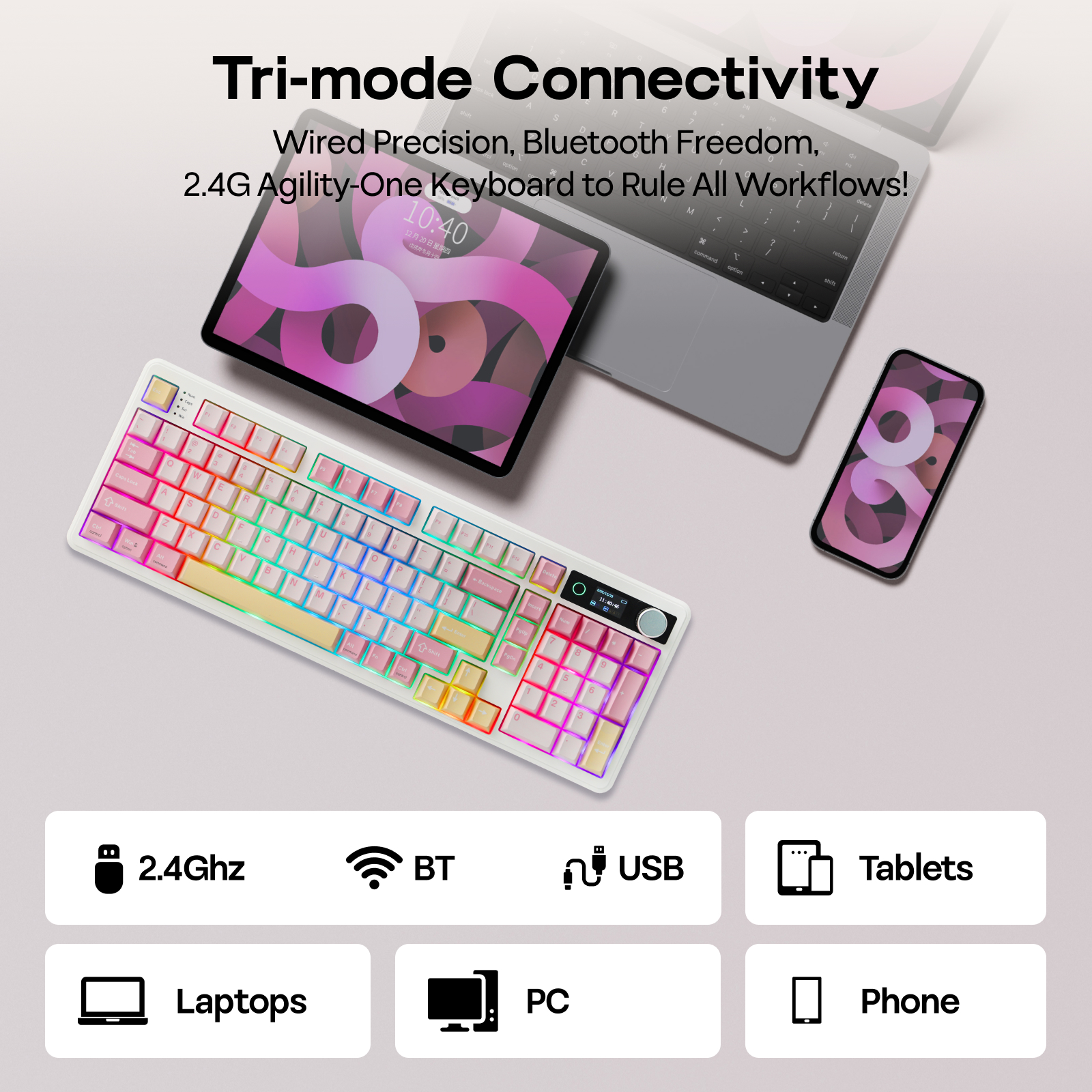 EPOMAKER TH99 PRO 1800 izkārtojums Vadu/BT/2.4Ghz