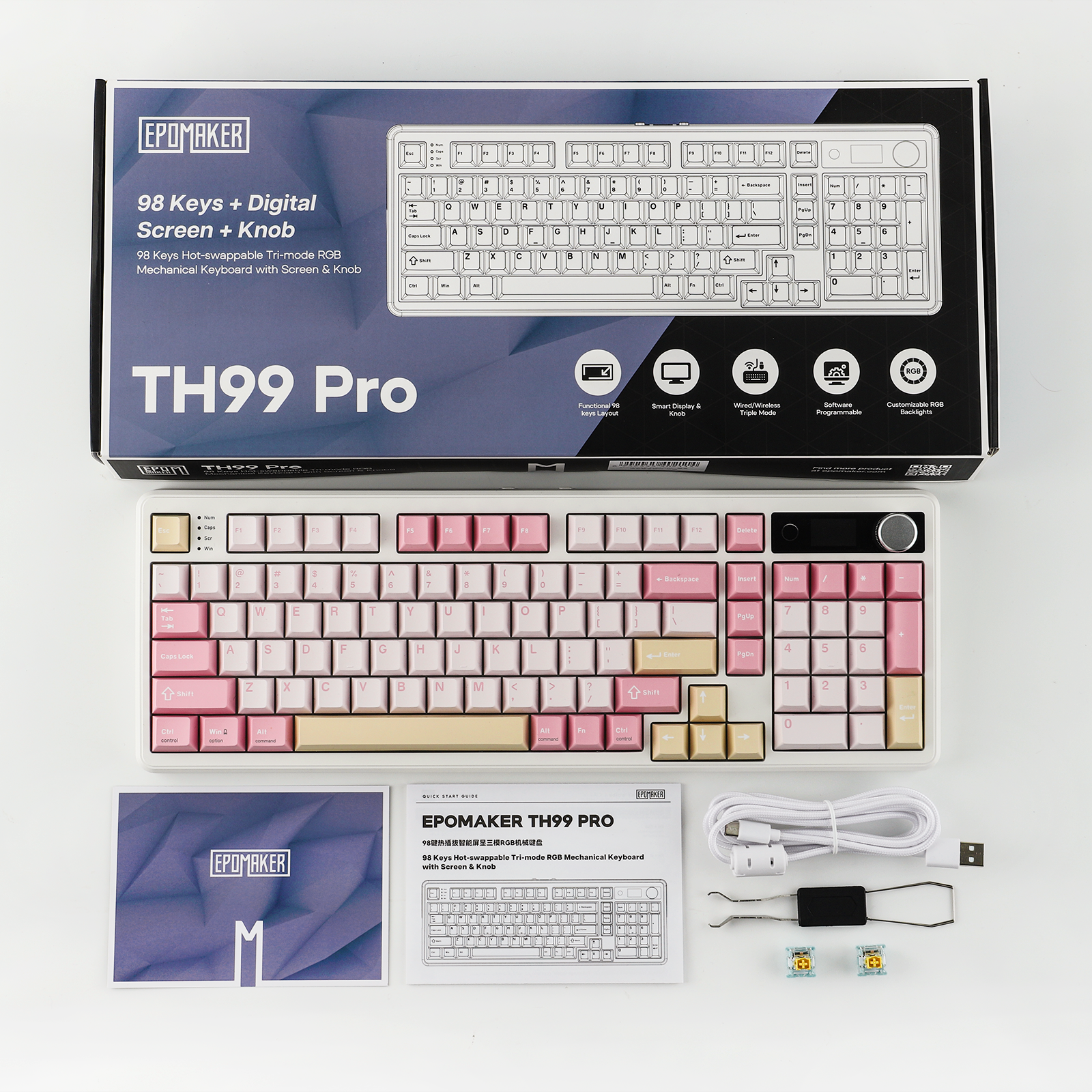 EPOMAKER TH99 PRO 1800 izkārtojums Vadu/BT/2.4Ghz