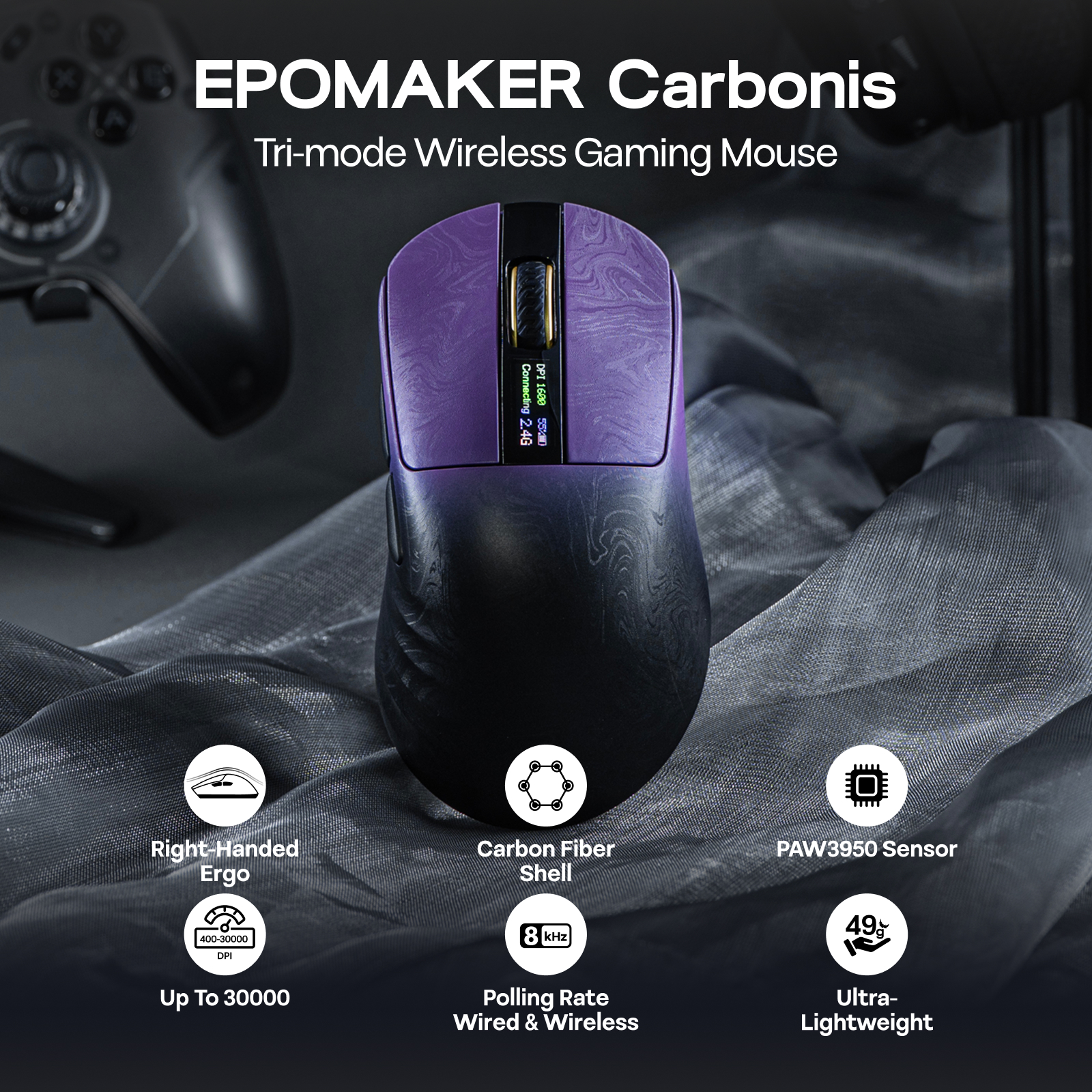 Ratón para juegos EPOMAKER Carbonis con