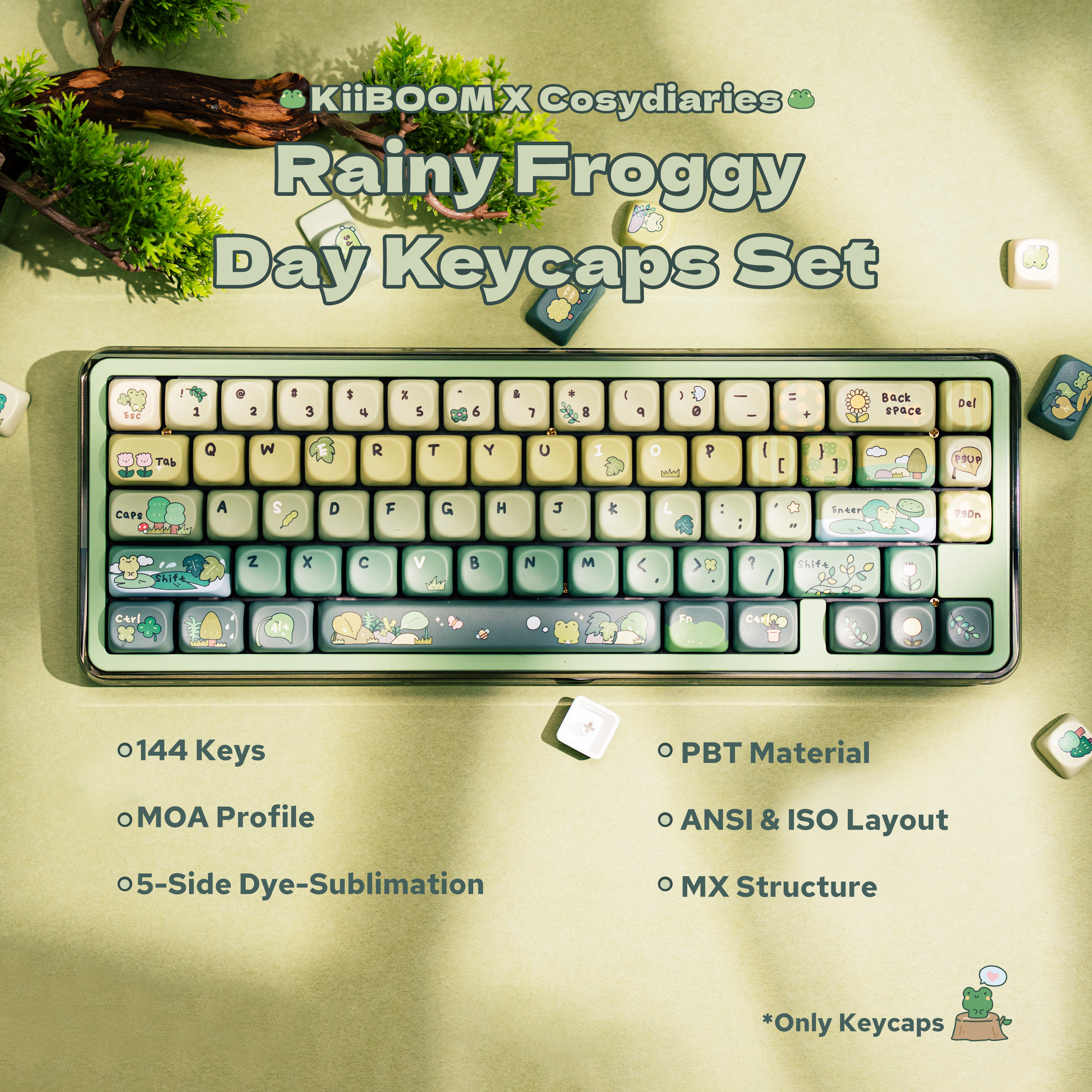 KiiBOOM × Cosydiaries Rainy Froggy Day キーキャップセット 144