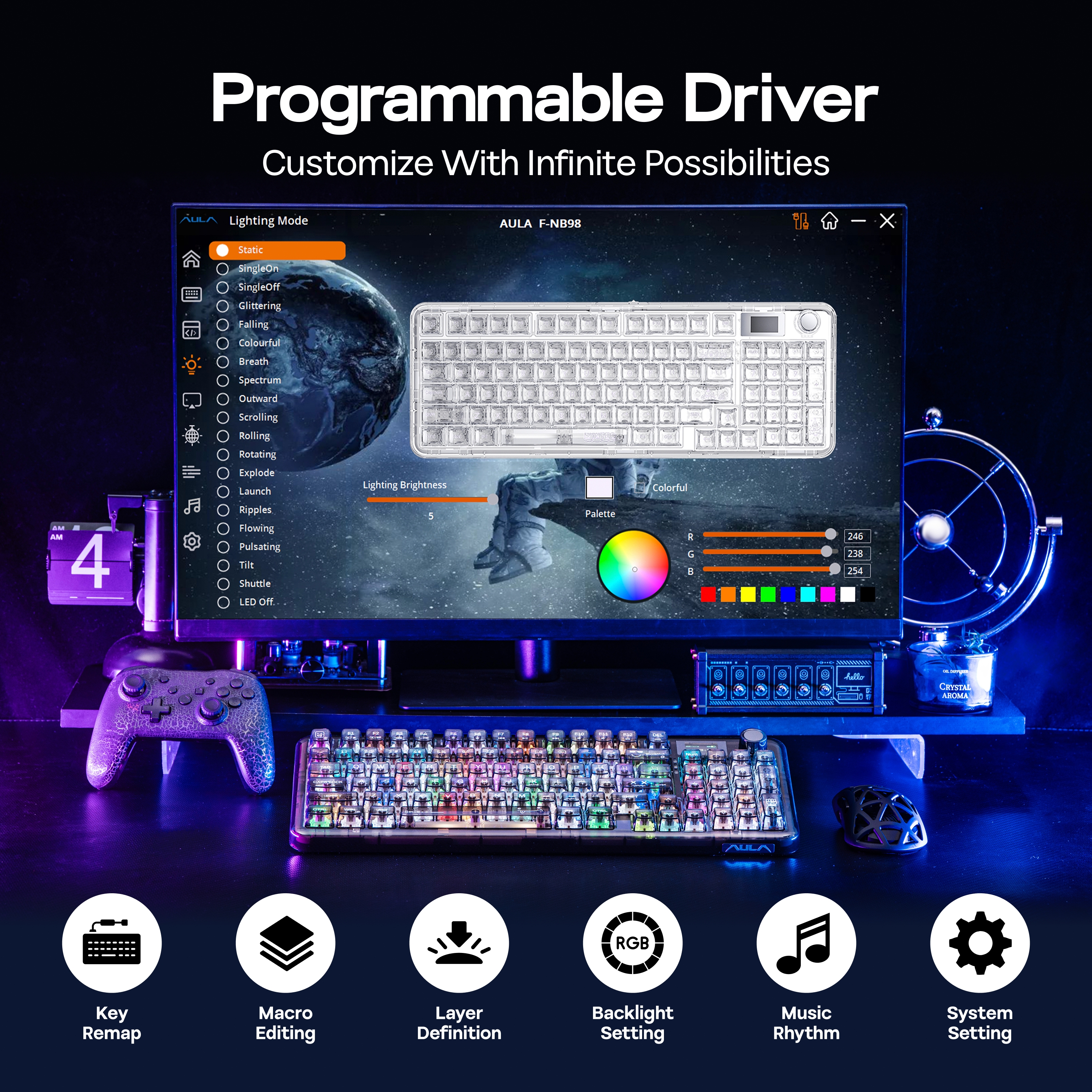 AULA F-NB98 96% ANSI US Layout Wired/BT/2.4Ghz