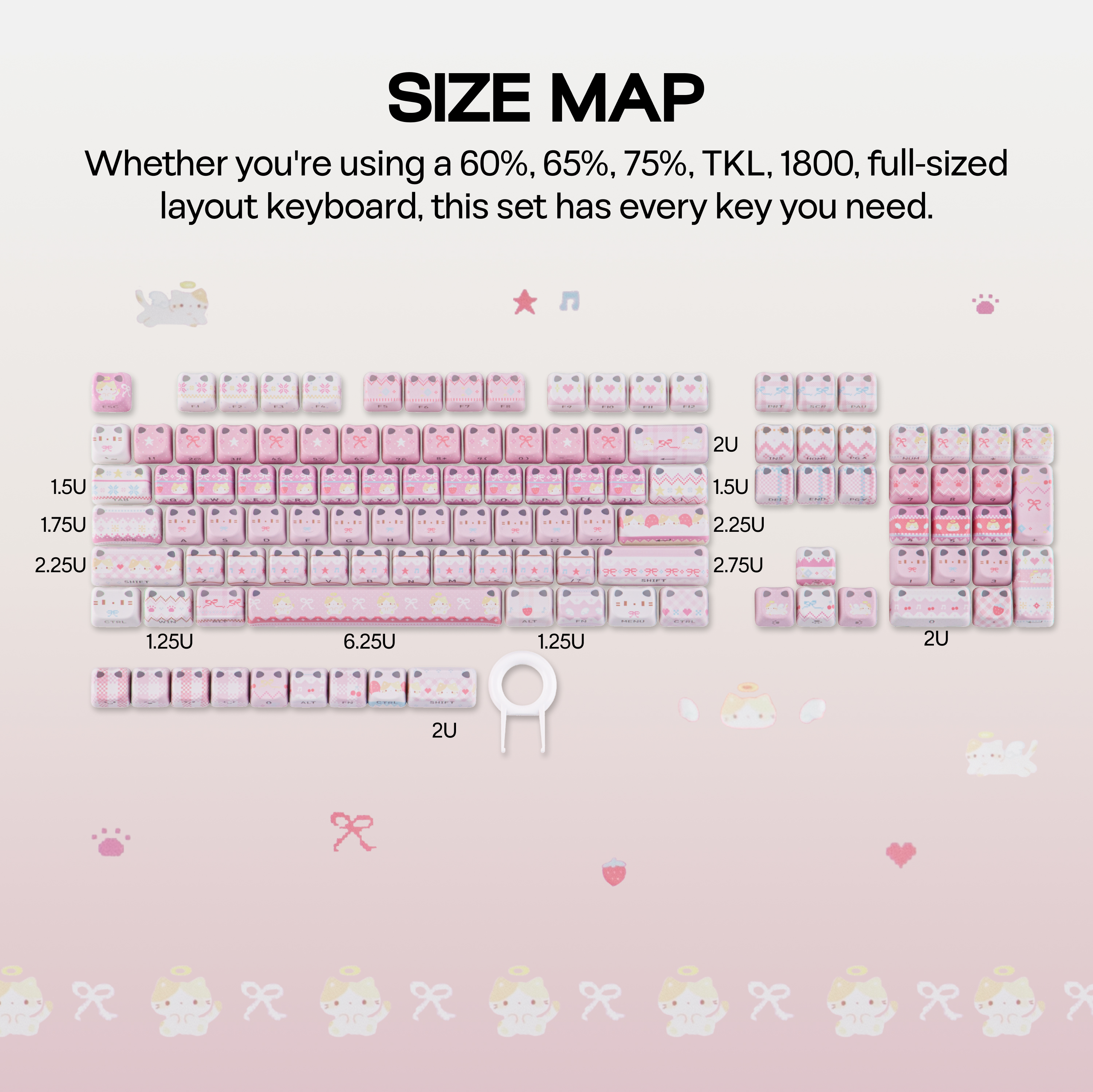 Комплект клавиши KiiBOOM Pink Meow / Meow Bow 113 MAO