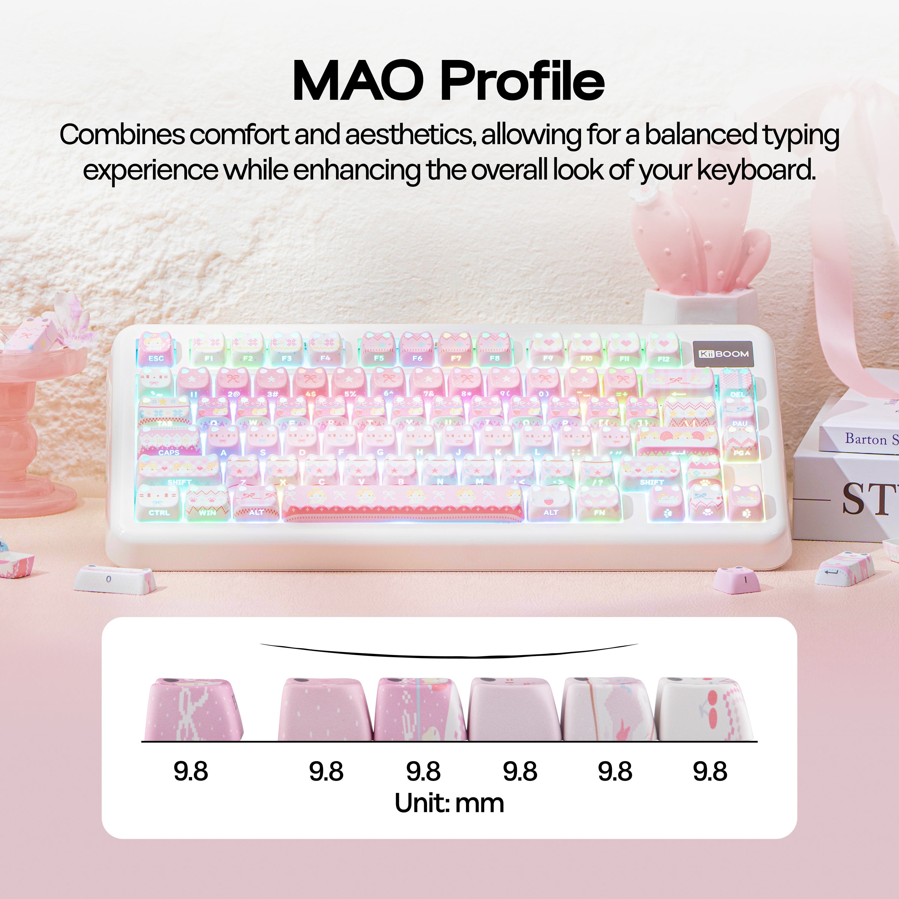 Комплект клавиши KiiBOOM Pink Meow / Meow Bow 113 MAO