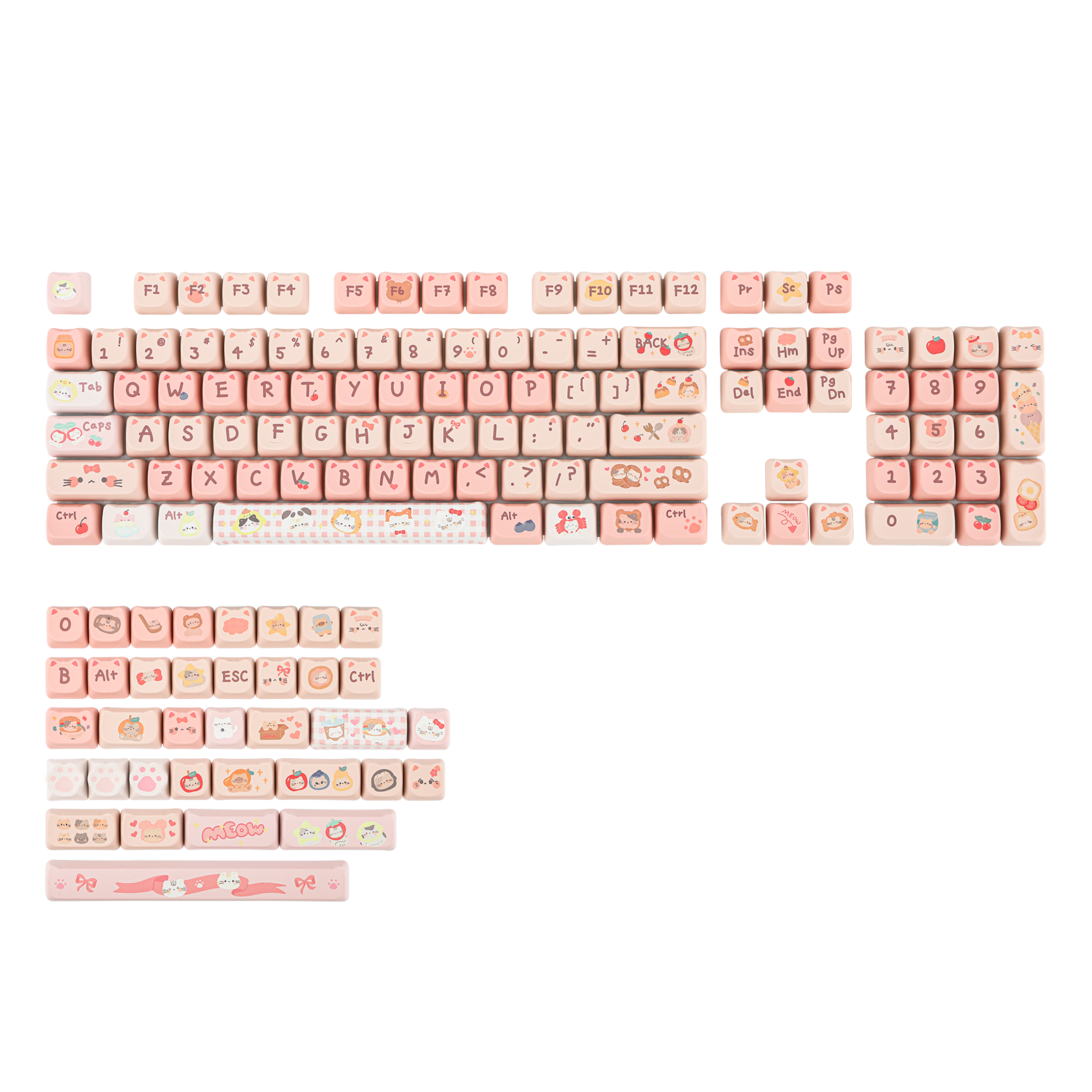 KiiBOOM Sweet Paw Keycap Set 140 MAO Profile 5-Side