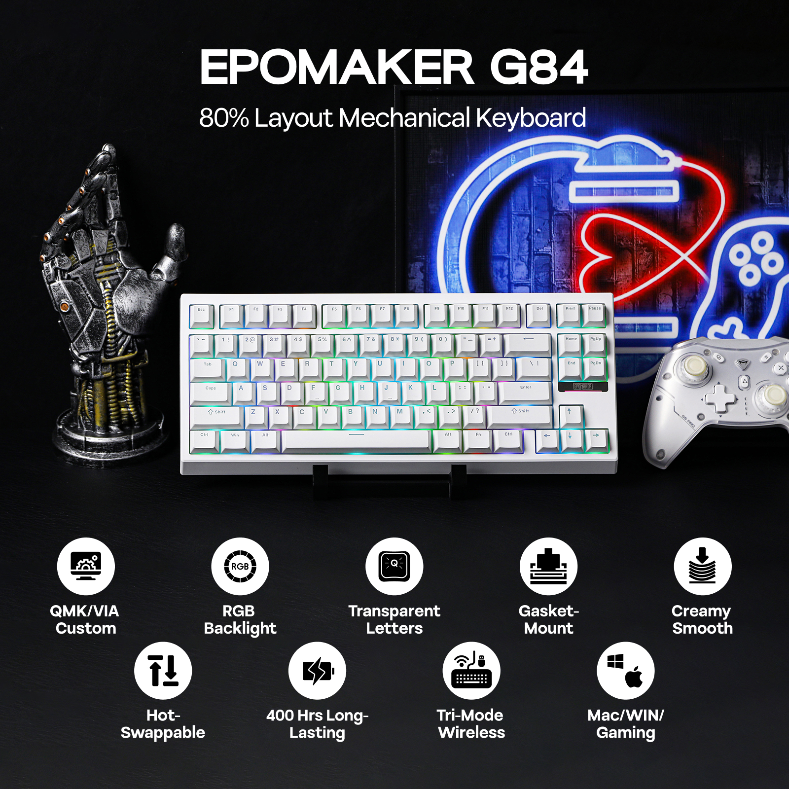EPOMAKER G84 VIA Programmable 80% ANSI US Layout