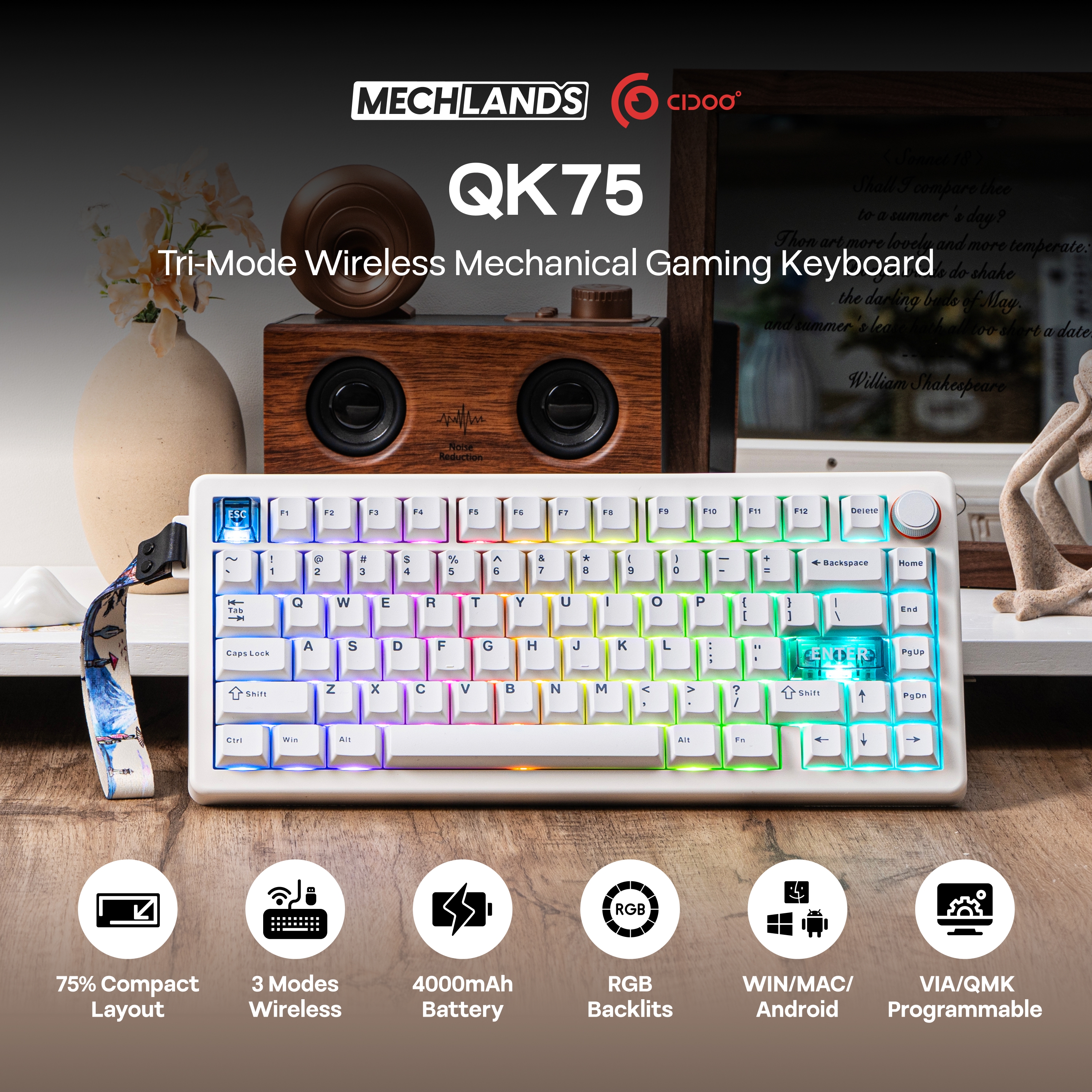 حشية قابلة للبرمجة CIDOO QK75 75% VIA