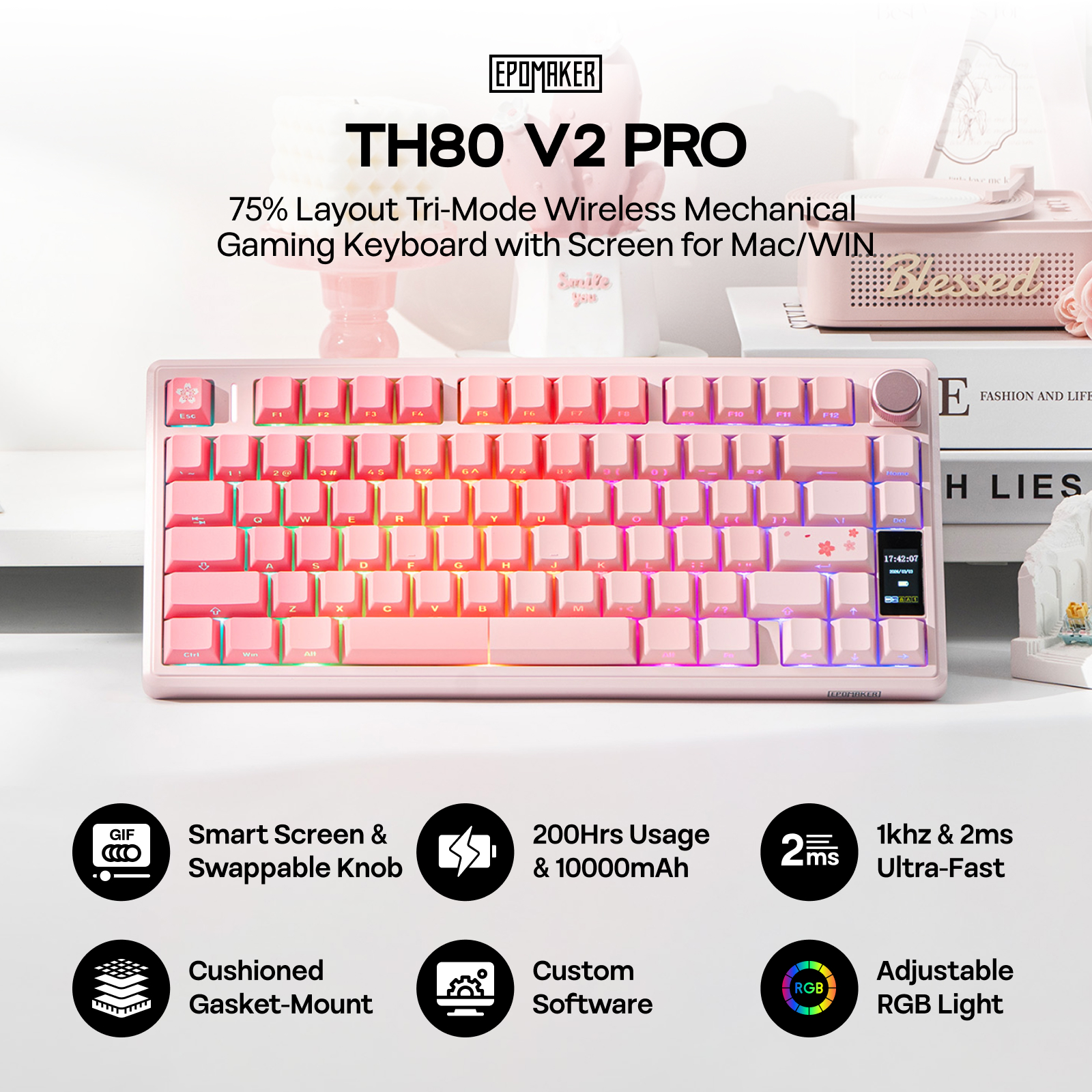 EPOMAKER TH80 V2 PRO 75% ANSI USA QWERTY paigutus