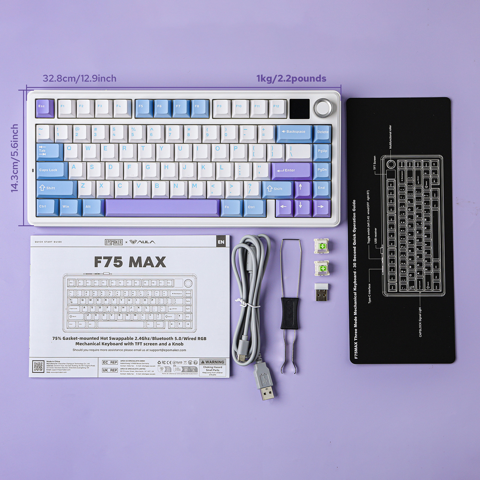 EPOMAKER X AULA F75 MAX 75% Hot-Swap pakningsmonteret