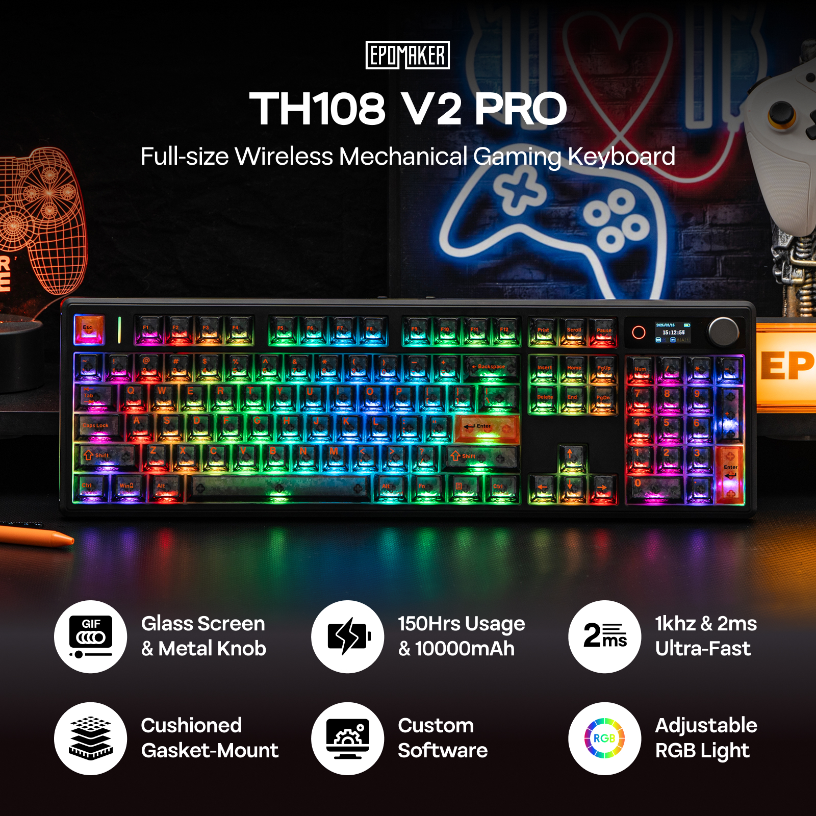 EPOMAKER TH108 V2 PRO Full Sized ANSI US Layout