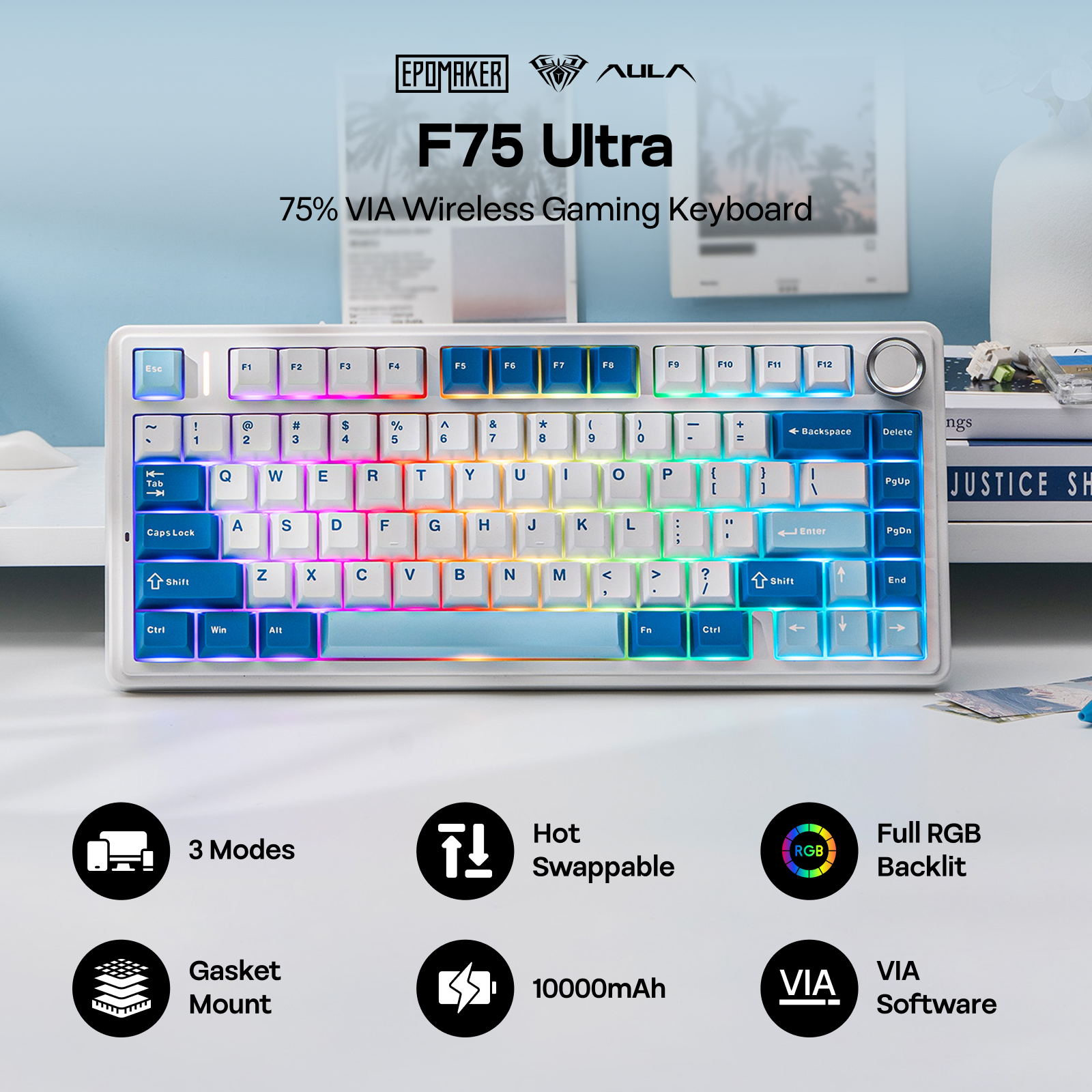 EPOMAKER x AULA F75 Ultra 75% ANSI US QWERTY Layout