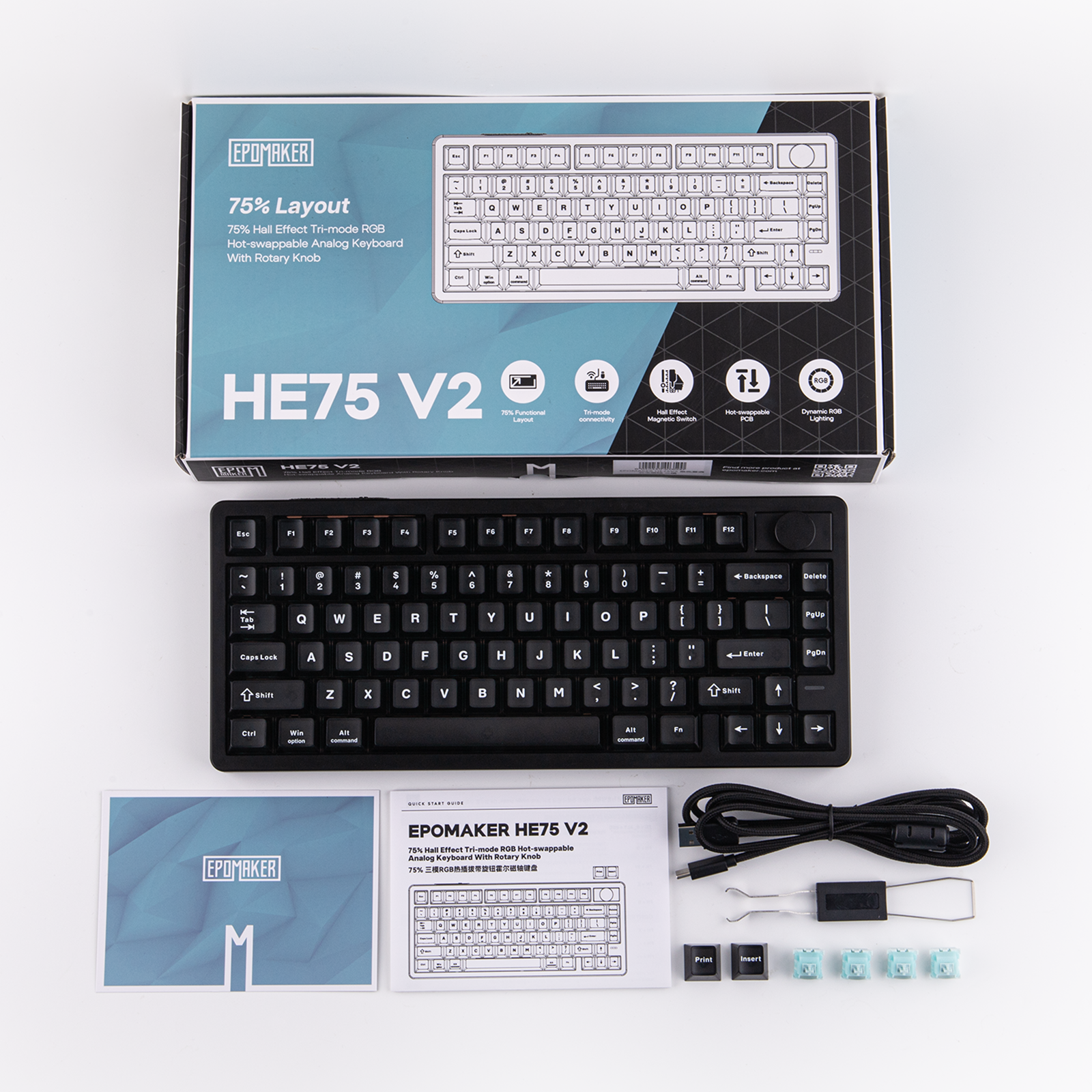 EPOMAKER HE75 V2 75% ANSI US Layout Tri-mode Wireless