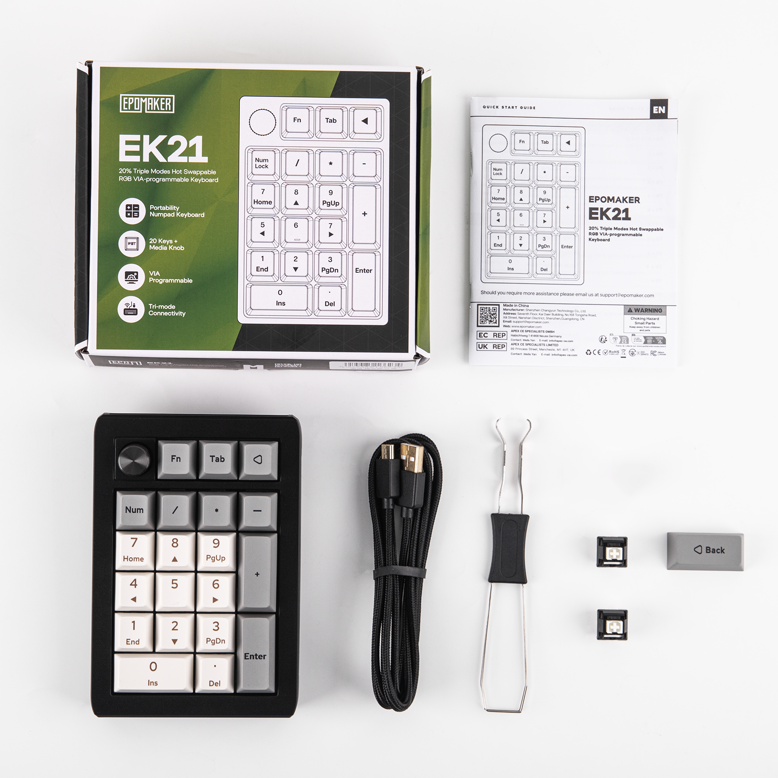EPOMAKER EK21 20% компактан распоред VIA програмабилан