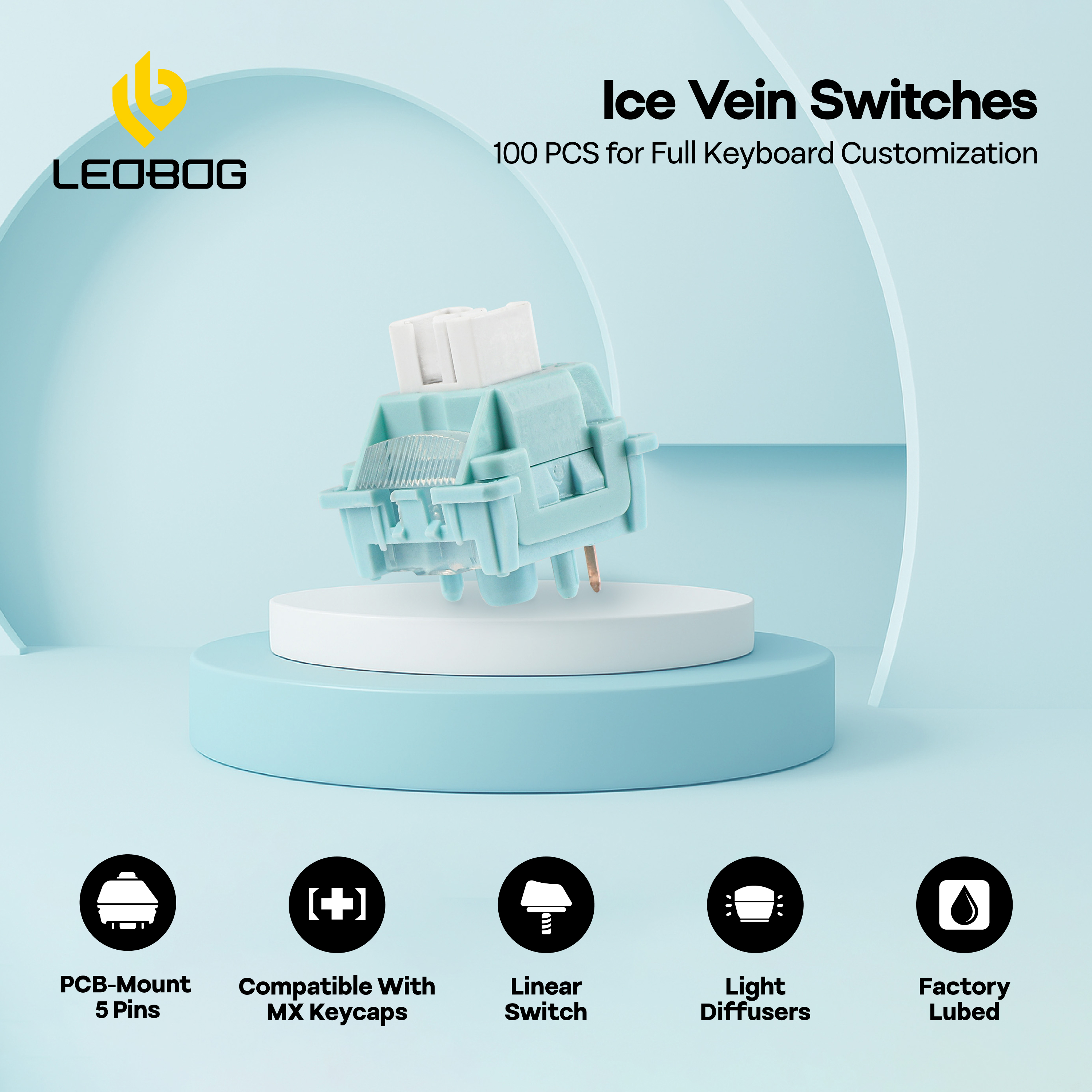 LEOBOG Ice Vein 42gf 5ピン プレ潤滑済みリニア 100個