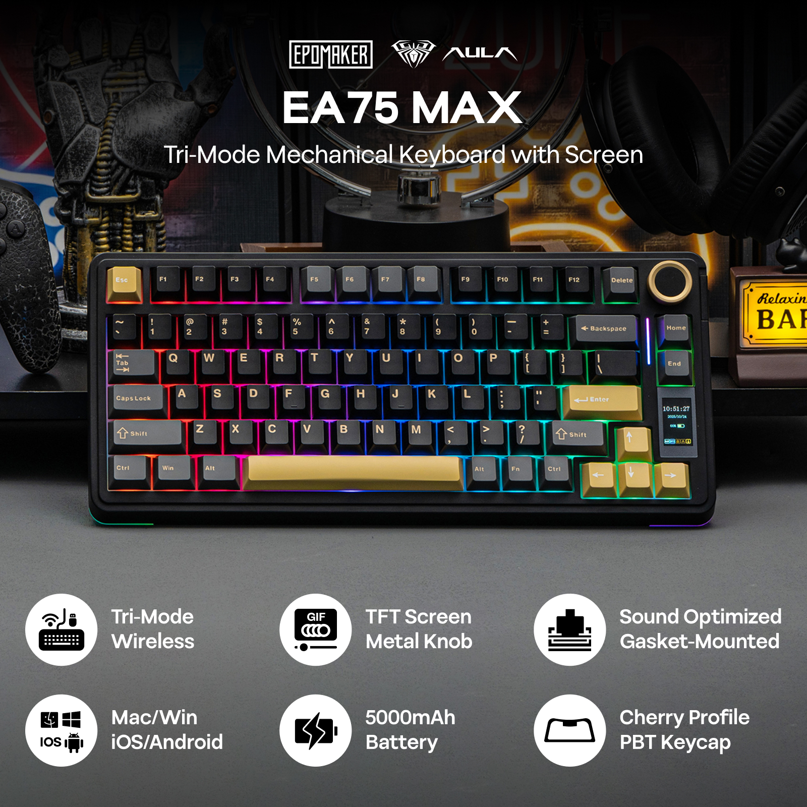 EPOMAKER X AULA EA75 MAX 75% ANSI US Layout Hot-Swap