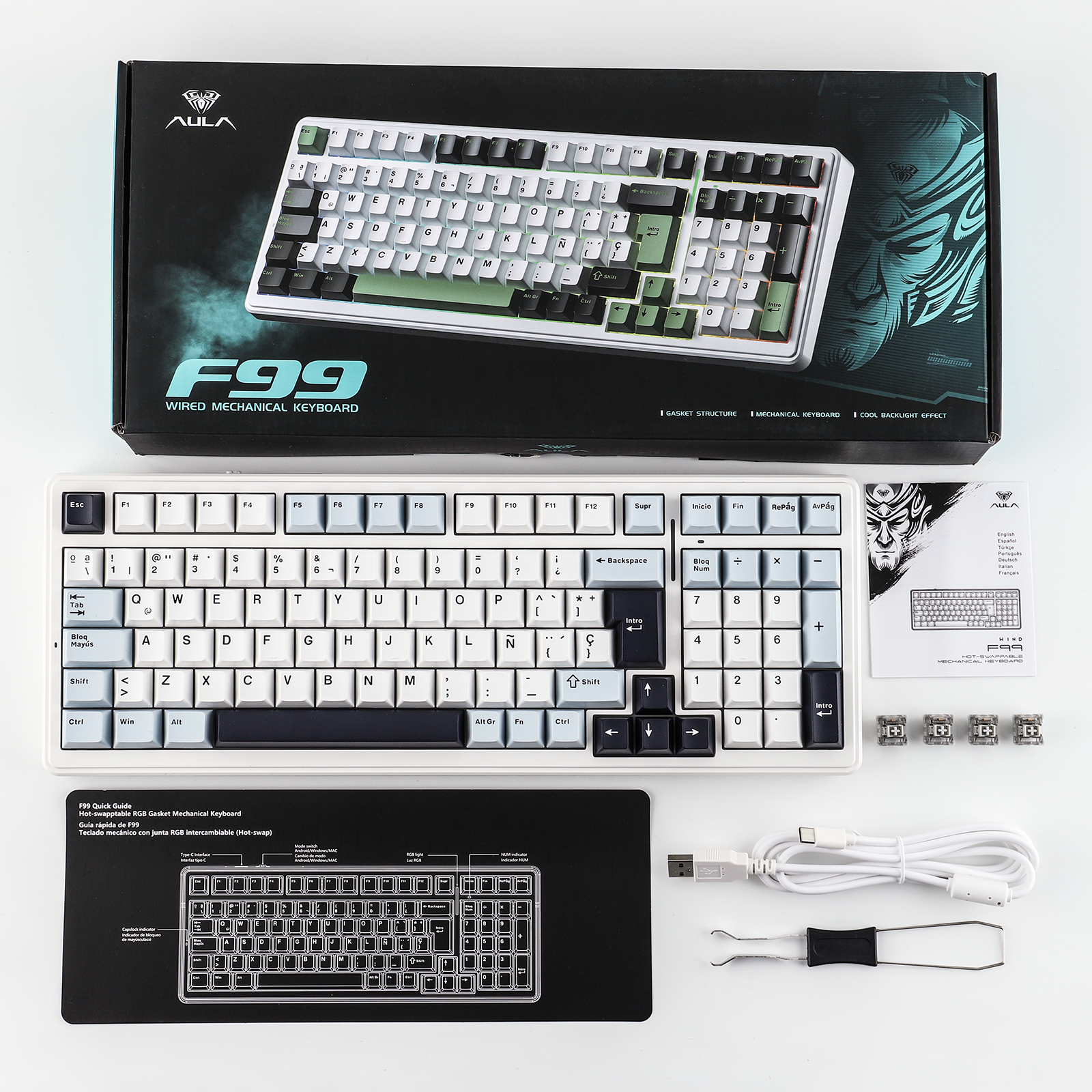 AULA F99 ISO-ES 96% QWERTY Layout Hot-Swap Spanish