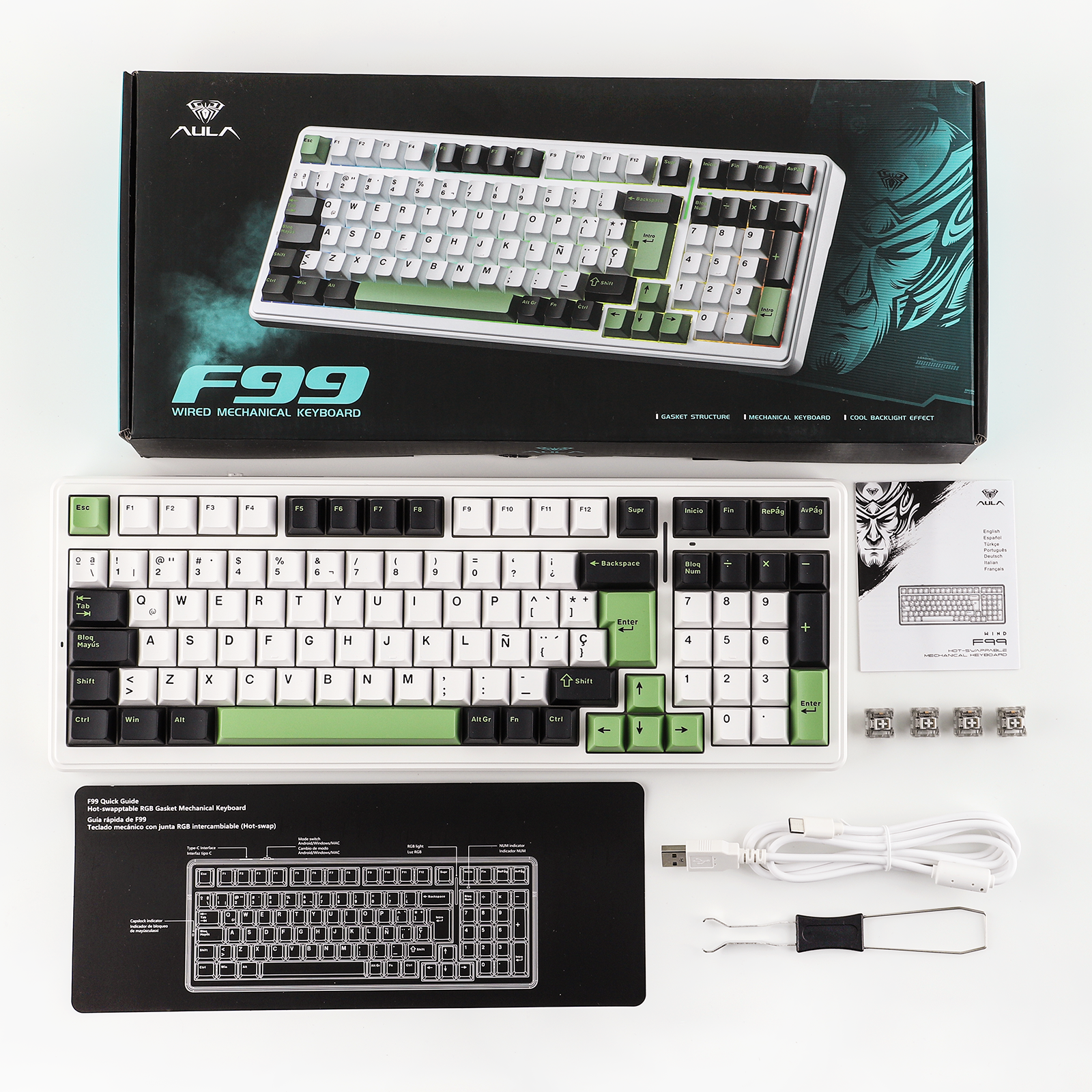 AULA F99 ISO-ES 96% QWERTY Layout Hot-Swap Spanish