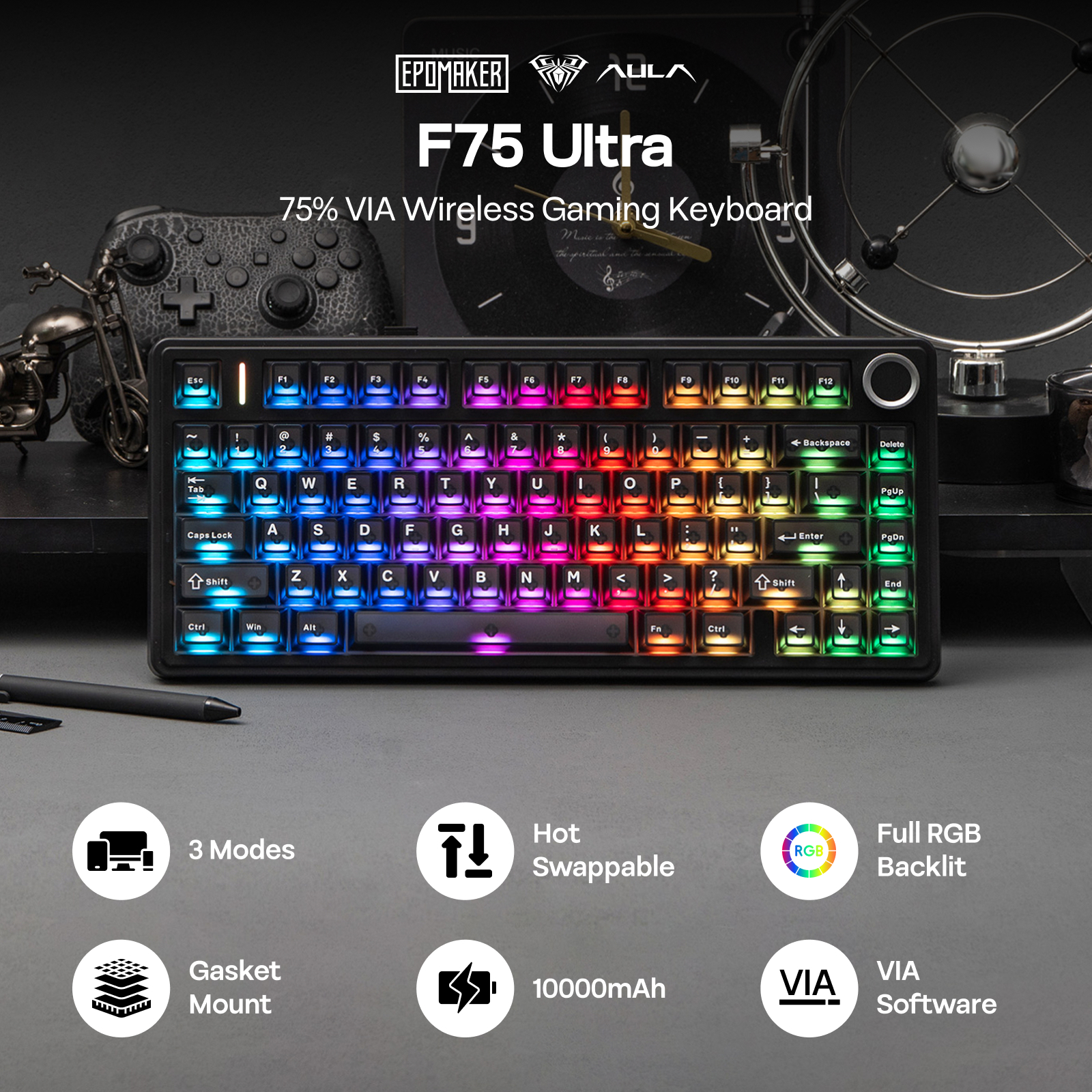 EPOMAKER x AULA F75 Ultra VIA Programmable 75% ANSI US