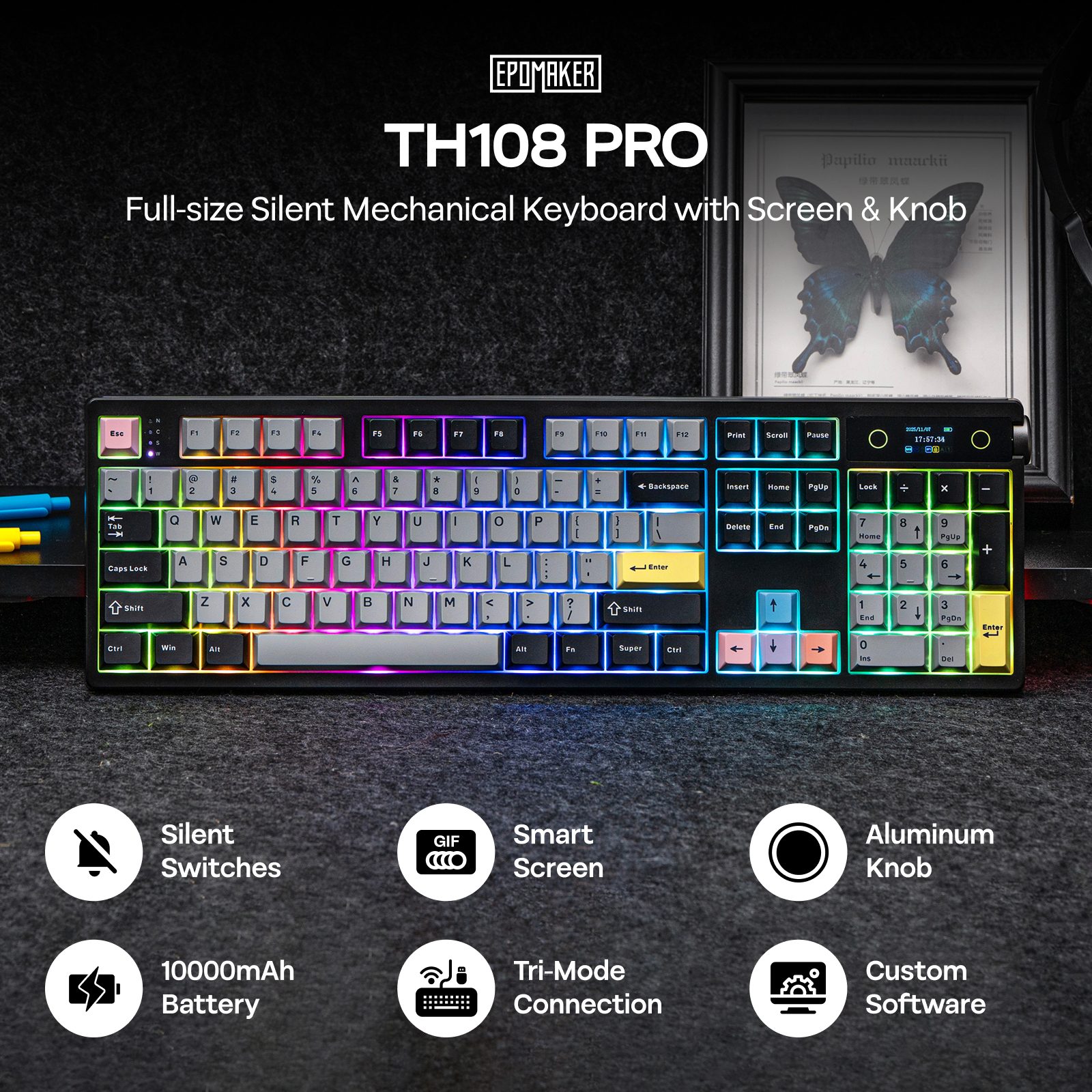 EPOMAKER TH108 PRO 100% plnohodnotná hot-swapová
