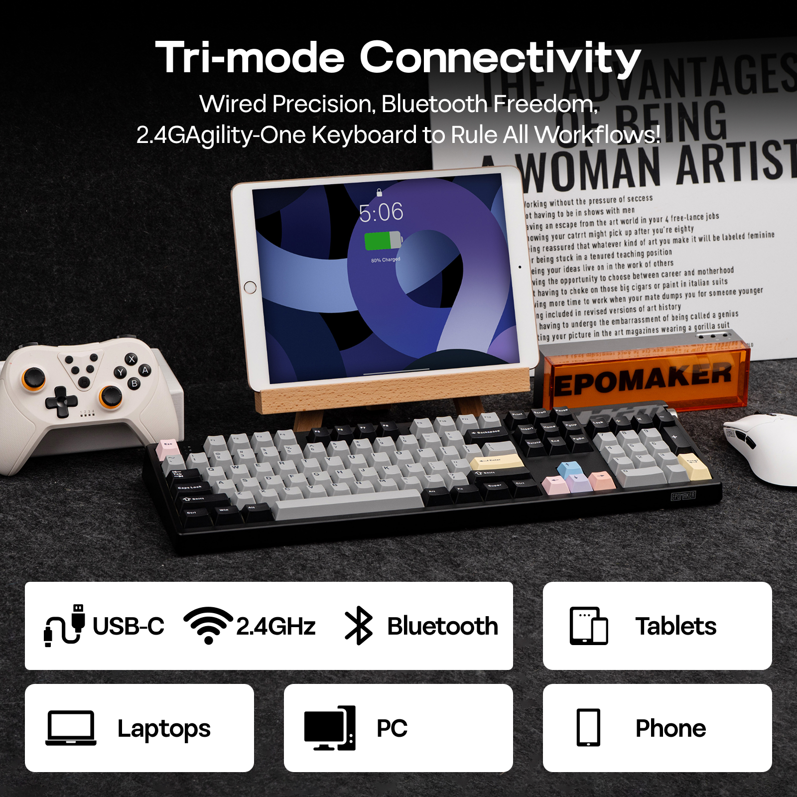 EPOMAKER TH108 PRO 100% plnohodnotná hot-swapová