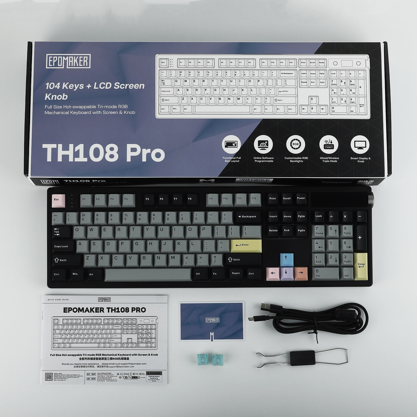 EPOMAKER TH108 PRO 100% plnohodnotná hot-swapová