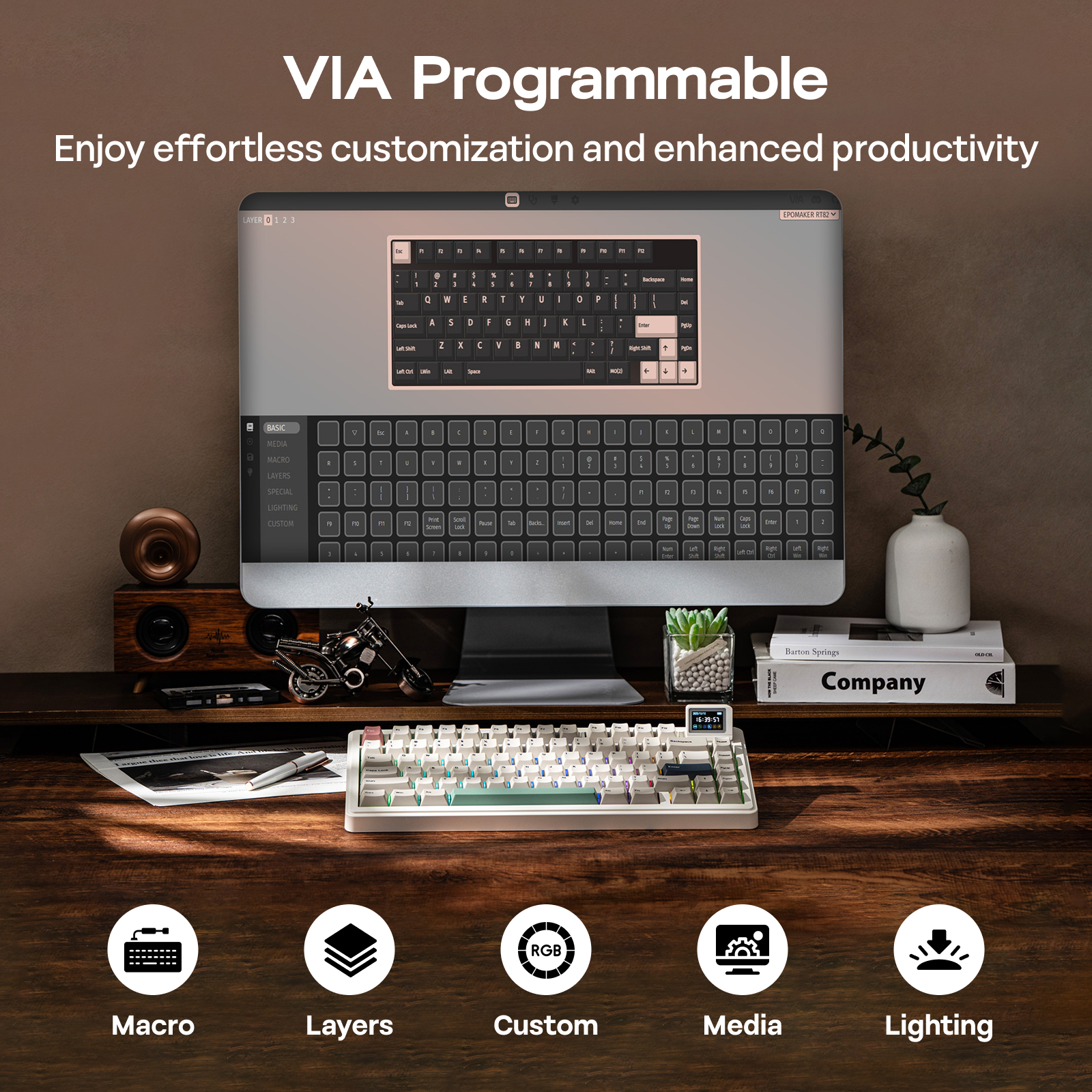 EPOMAKER RT82 QMK/VIA 75 % amerikansk QWERTY-layout