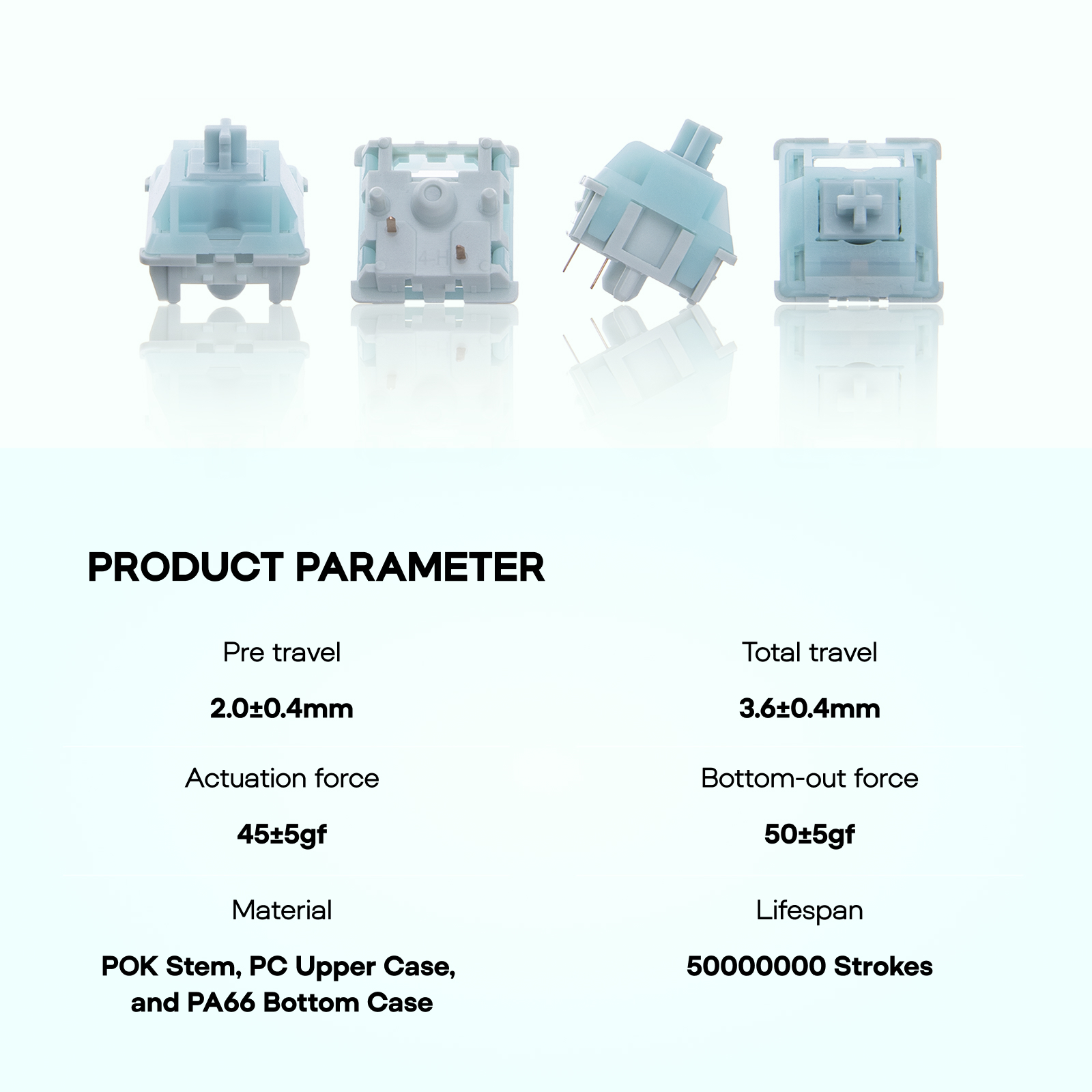 100 Pieces EPOMAKER Creamy Jade Linear Switch