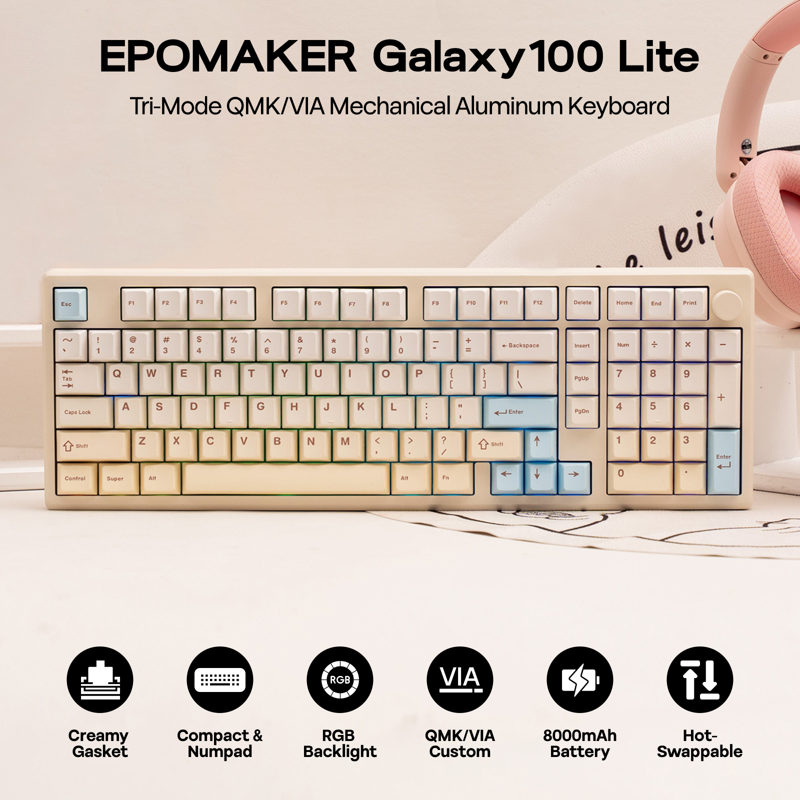 EPOMAKER Galaxy100 Lite QMK/VIA 96% ANSI US Layout