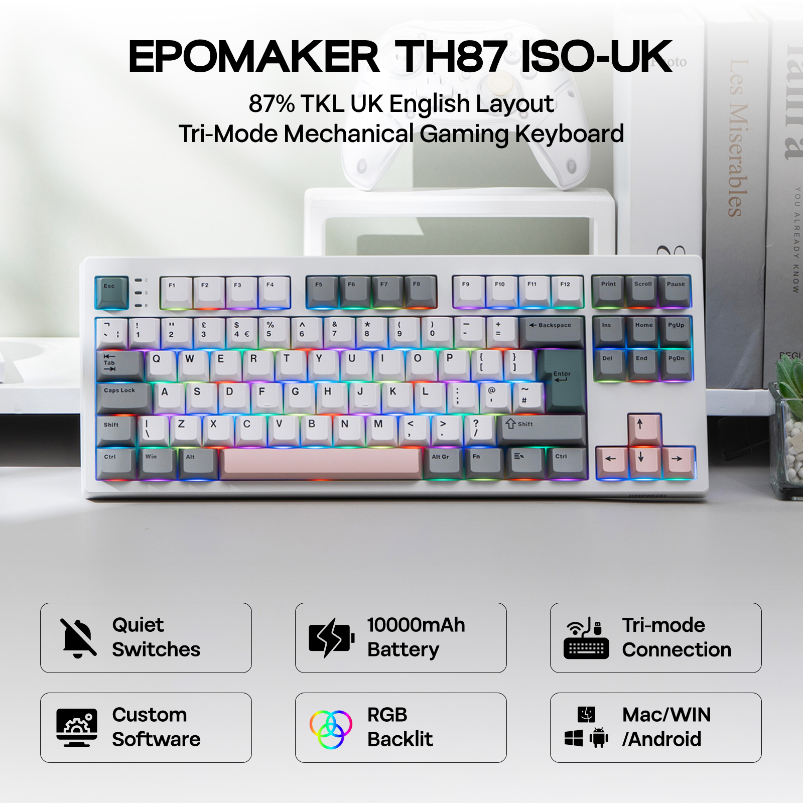 ISO-UK Layout EPOMAKER TH87 TKL Layout Wired/BT/2.4Ghz