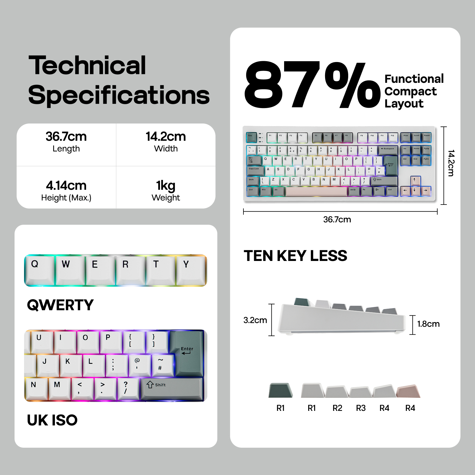 ISO-UK Layout EPOMAKER TH87 TKL Layout Wired/BT/2.4Ghz