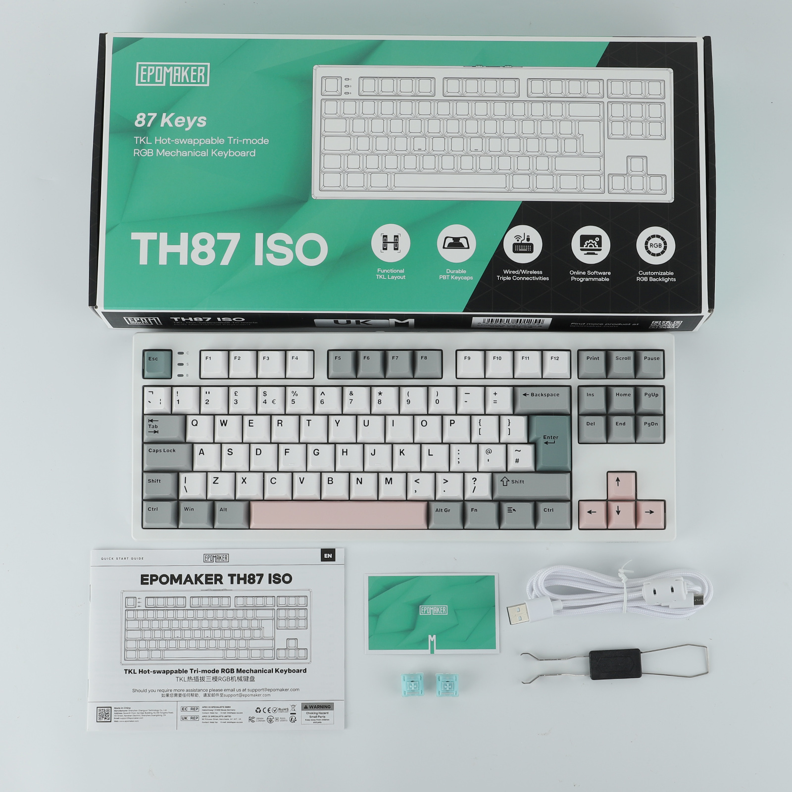 ISO-UK Layout EPOMAKER TH87 TKL Layout Wired/BT/2.4Ghz