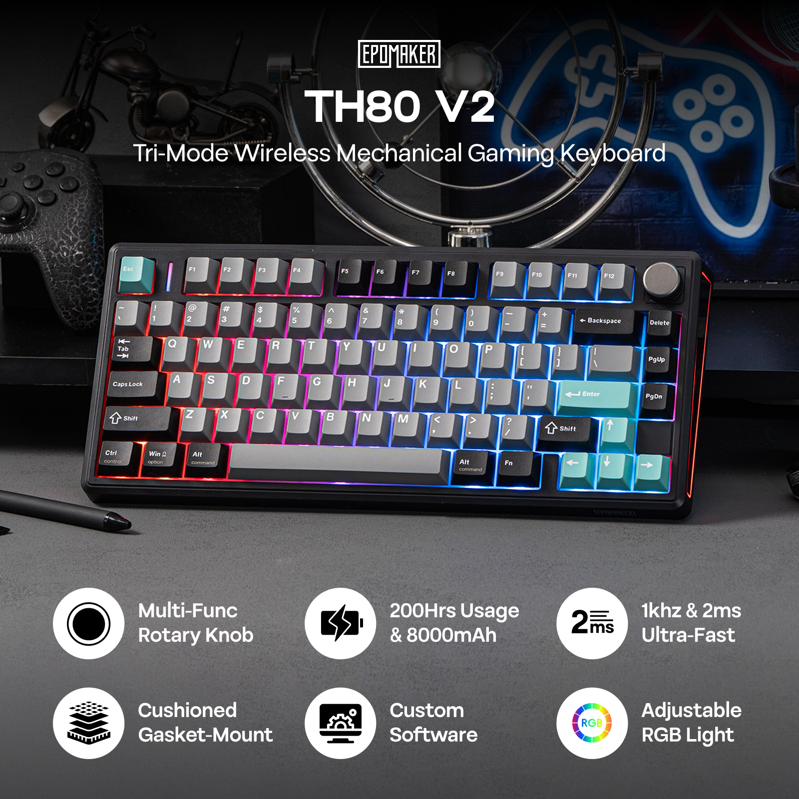 Διάταξη EPOMAKER TH80 V2 75% ANSI ΗΠΑ
