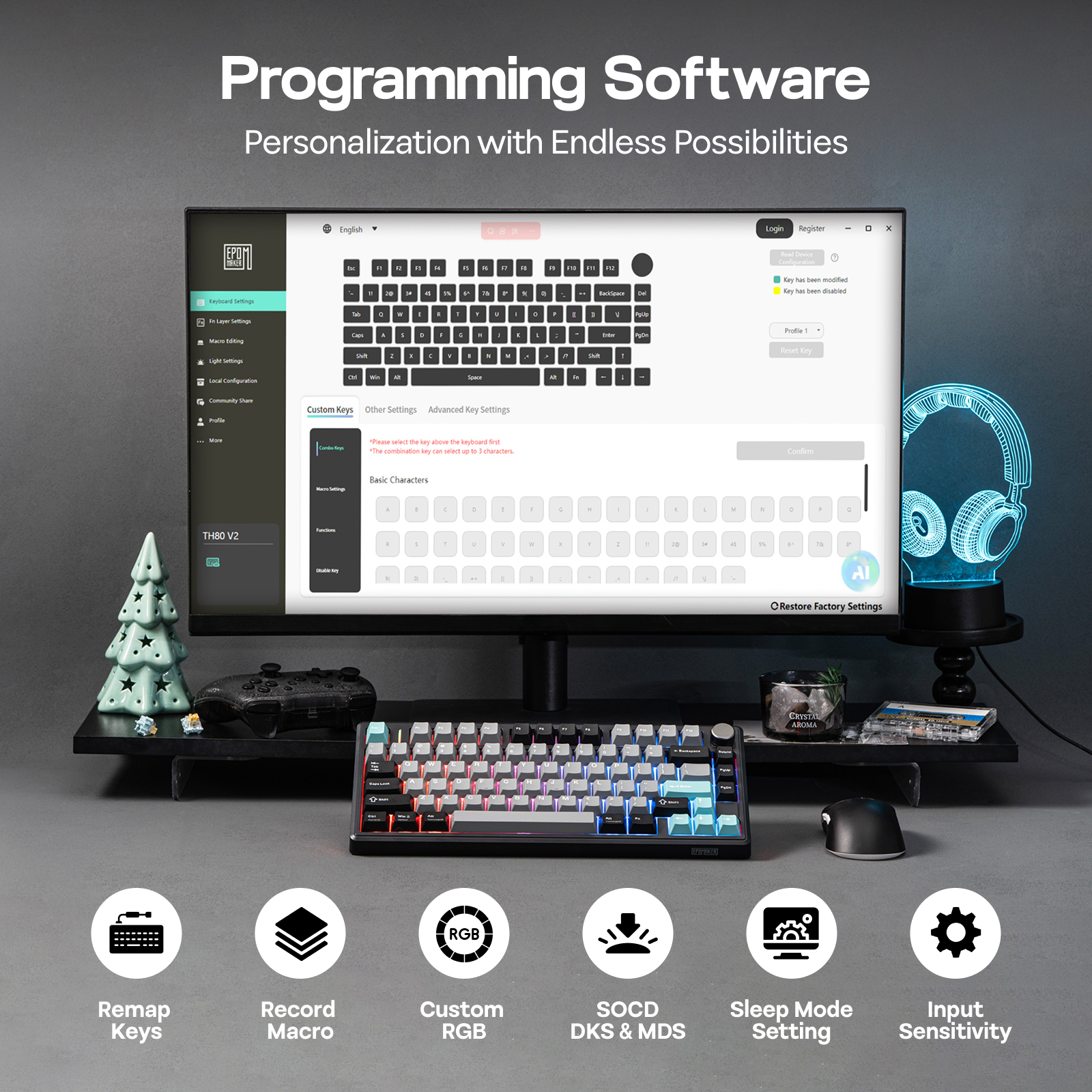 Διάταξη EPOMAKER TH80 V2 75% ANSI ΗΠΑ