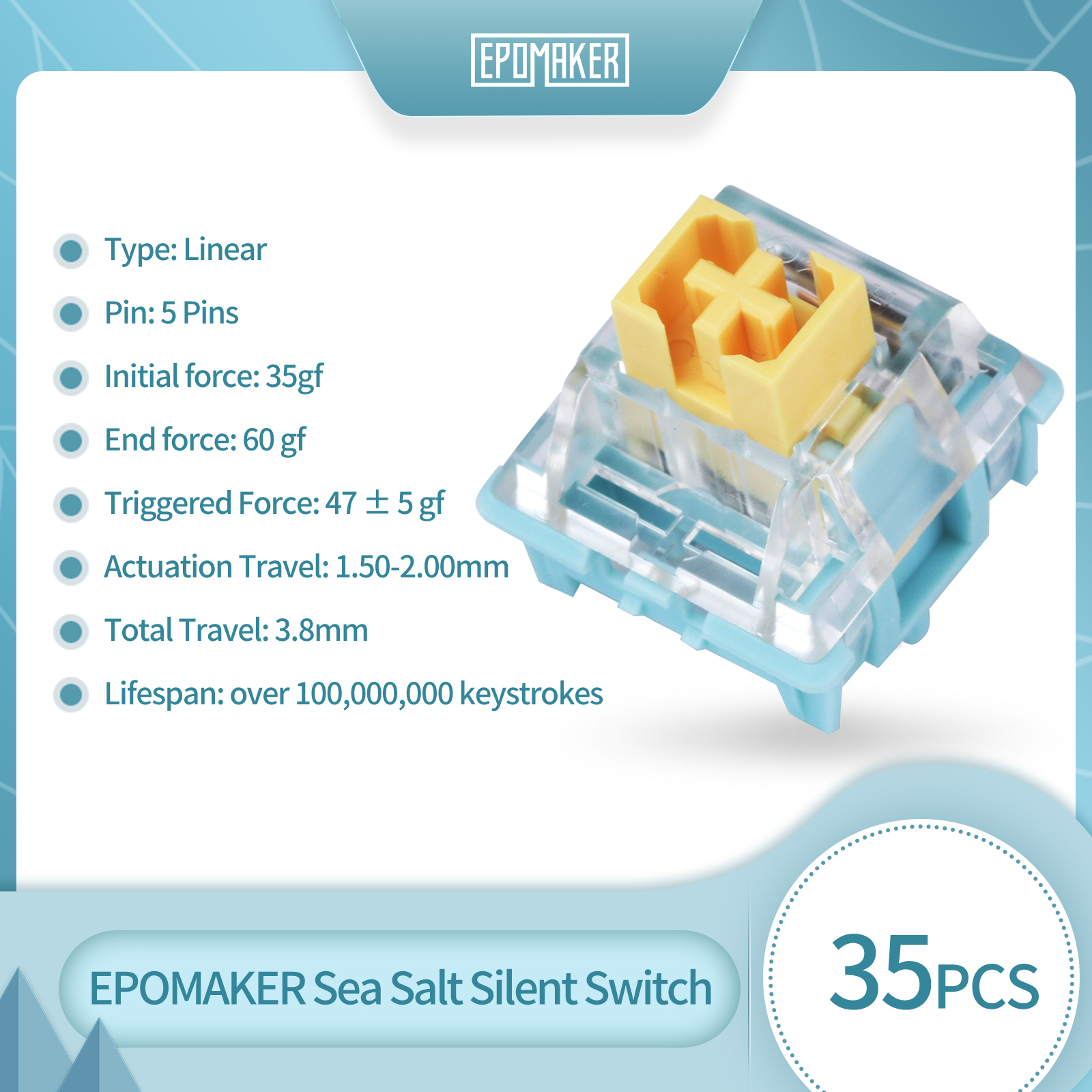 35 de întrerupătoare EPOMAKER Sea Salt Silent V1