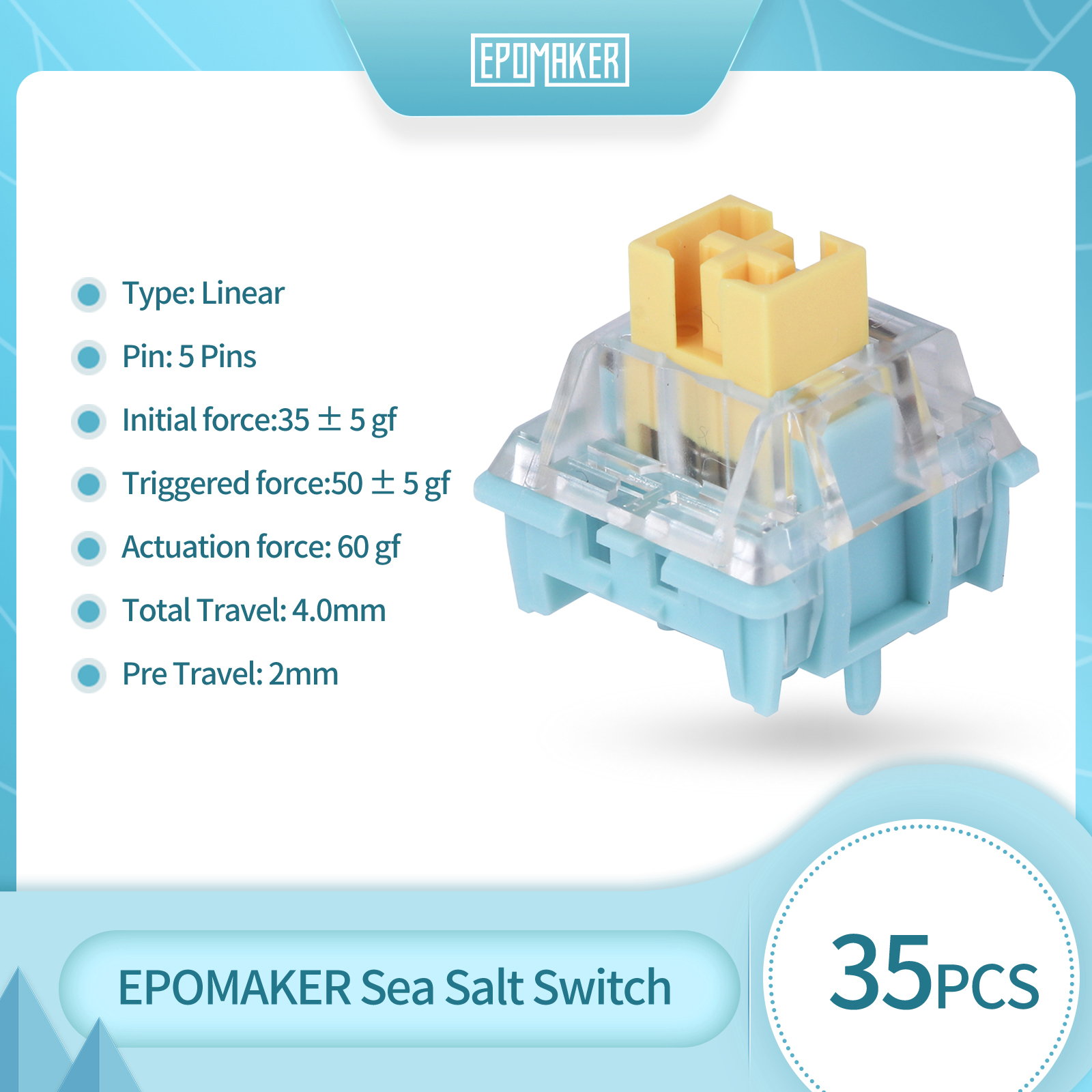 35 de întrerupătoare EPOMAKER Sea Salt Silent V1