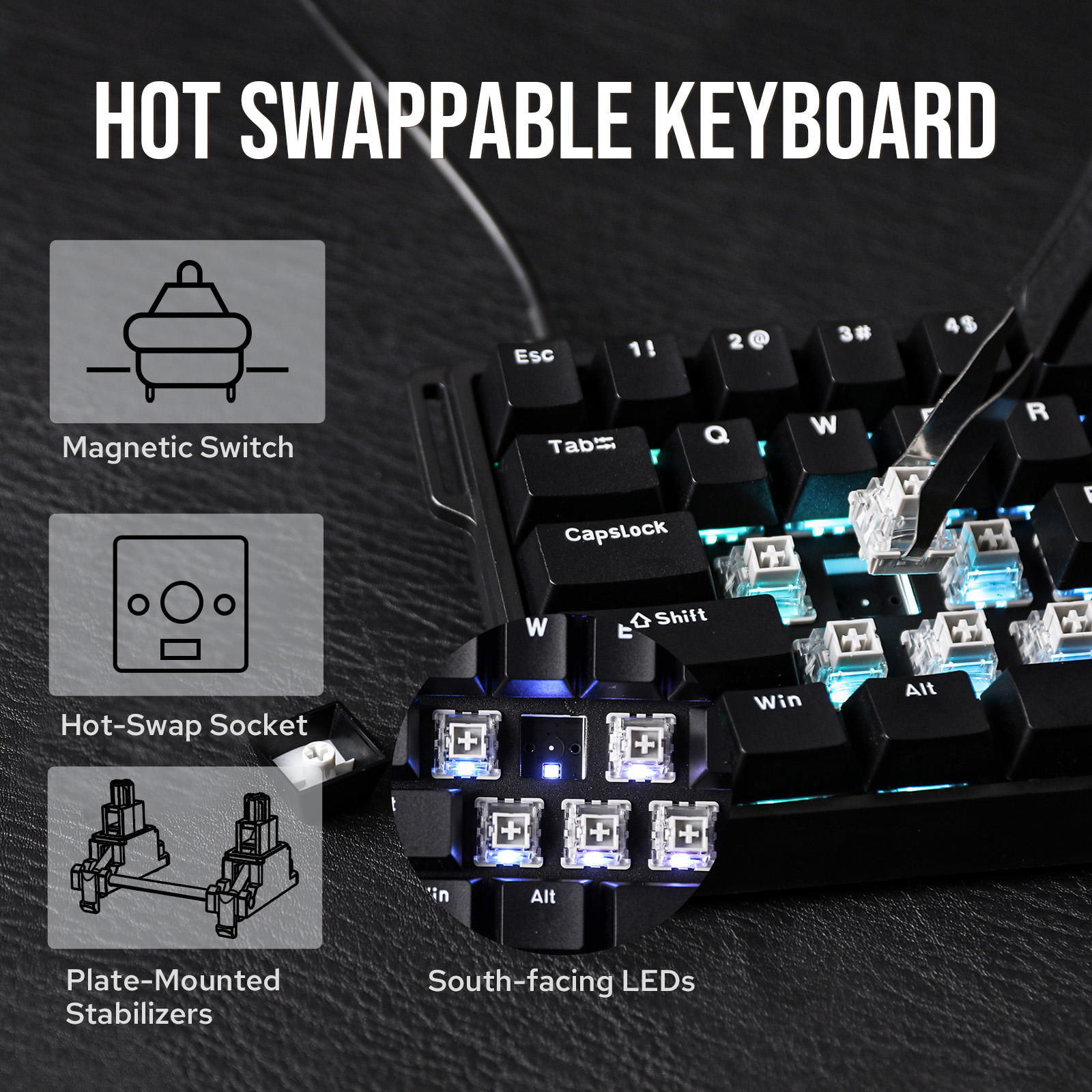 AULA WIN60 HE/WIN60 HE MAX 60% Hot-Swap Tray-Mount