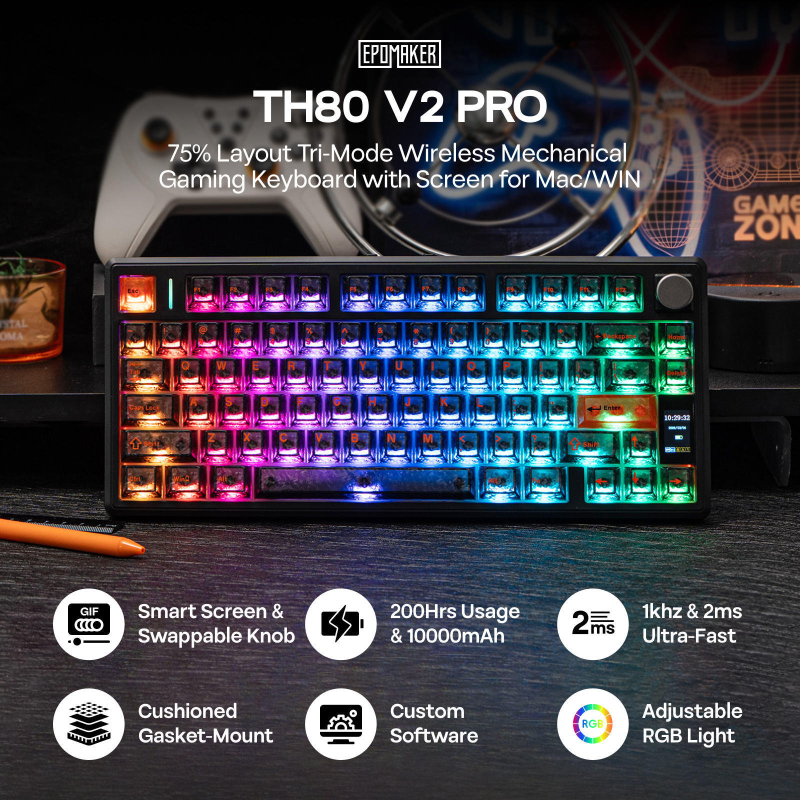 EPOMAKER TH80 V2 PRO 75% ANSI 미국 레이아웃