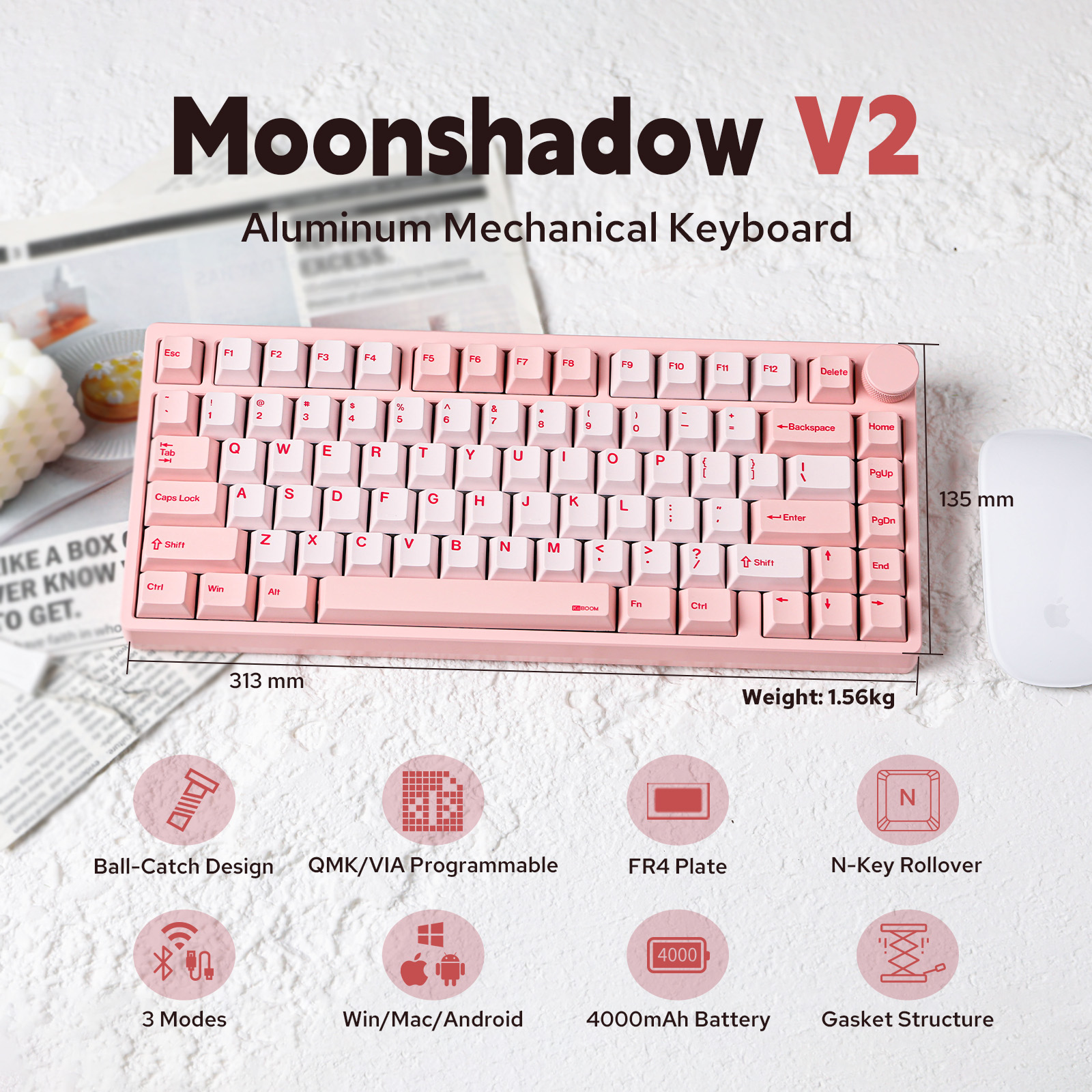 KiiBOOM مون شیڈو V2 75% QMK&VIA وائرڈ