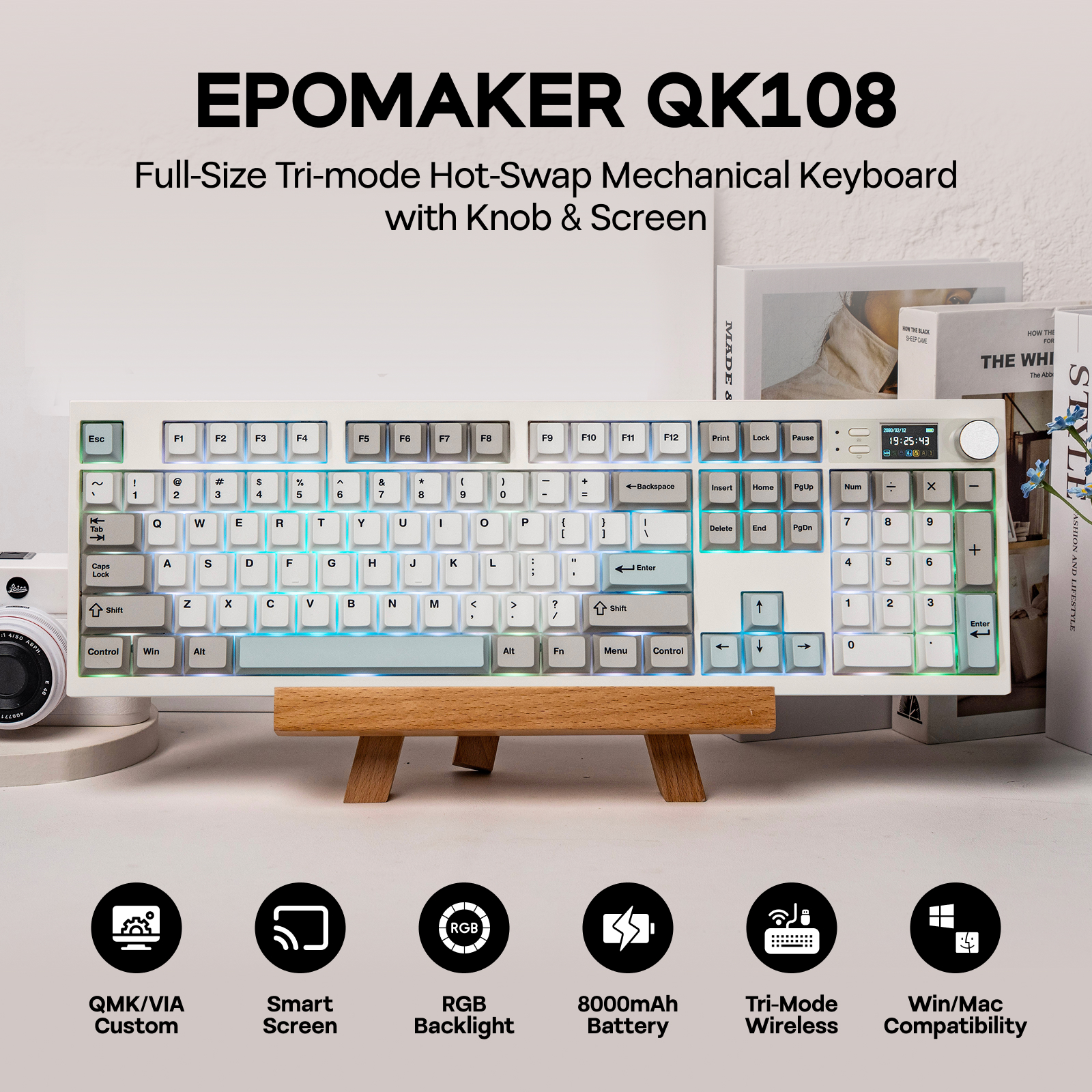 EPOMAKER QK108 QMK/VIA rozloženie ANSI US v plnej